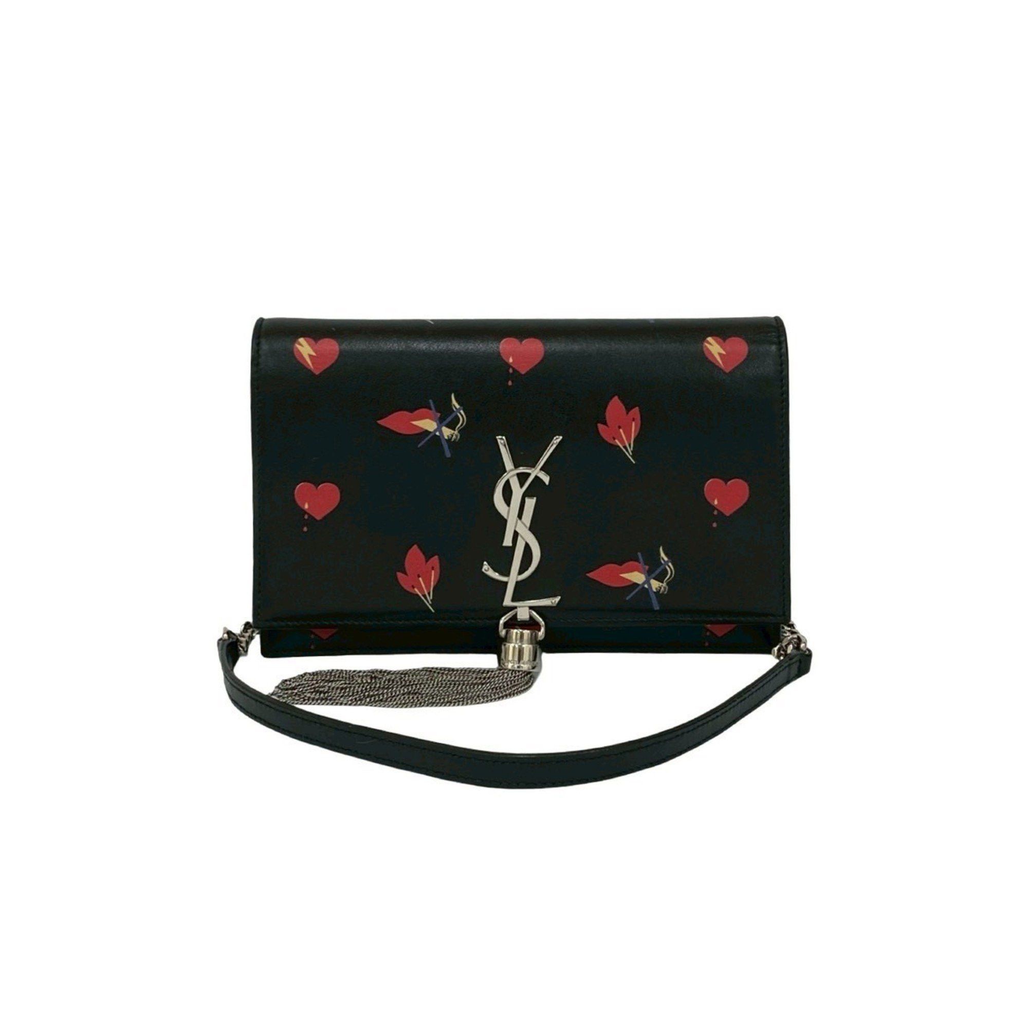 Yves Saint Laurent Yves Saint Laurent SAINT LAURENT PARIS Kate YSL Logo Hardware Tassel Leather Chain Shoulder Bag Black 47327 Size ONE SIZE - 1 Thumbnail