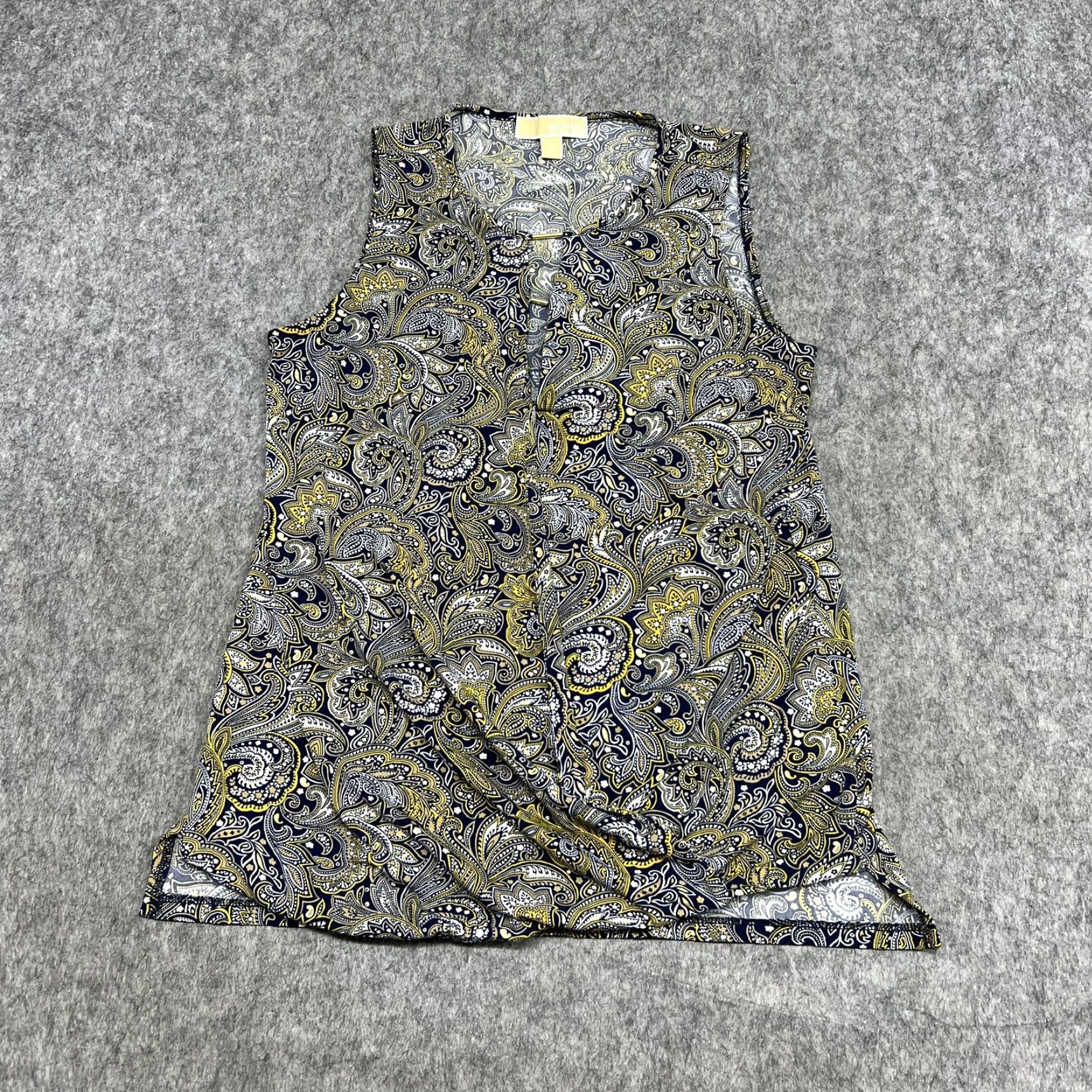 Vintage MICHAEL MICHAEL KORS Shirt Womens S Blue Paisley Sleeveless V-Neck Blouse Top Size S / US 4 / IT 40 - 2 Thumbnail