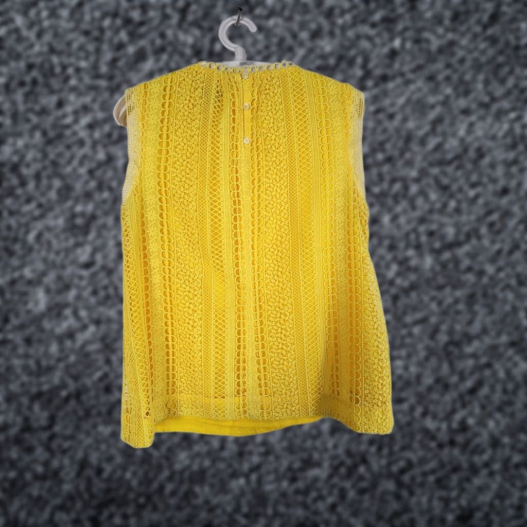 J.Crew J. Crew Blouse Size 8 Yellow Sleeveless Lace Top Round Neck Casual Lined Womens Size M / US 6-8 / IT 42-44 - 1 Thumbnail