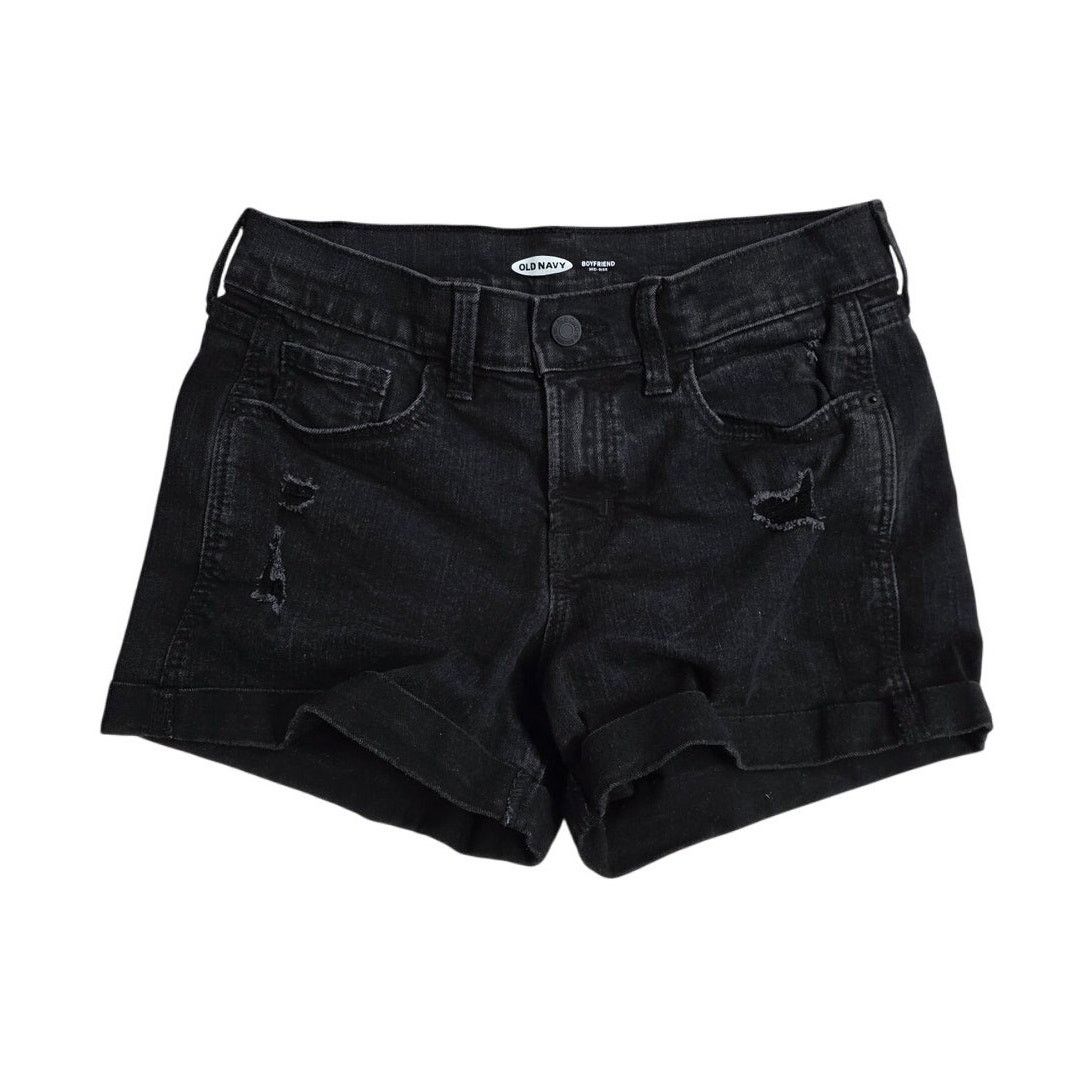 Old Navy Old Navy Black Distressed BF Mid Rise Cuffed Shorts - Sz 2 Size 26" / US 2 / IT 38 - 1 Thumbnail