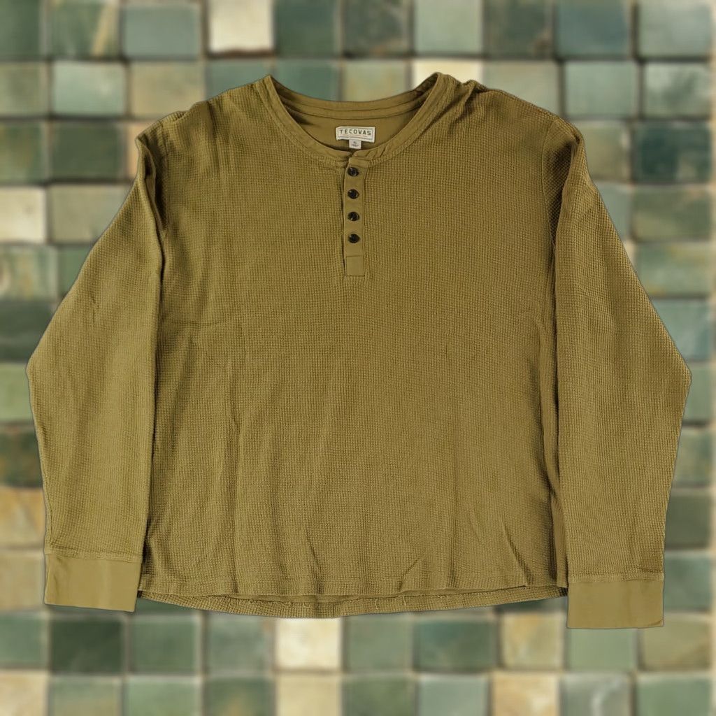 Tecovas Tecovas Shirt Thermal Henley Green Long Sleeve Mens XL Size US XL / EU 56 / 4 - 1 Thumbnail