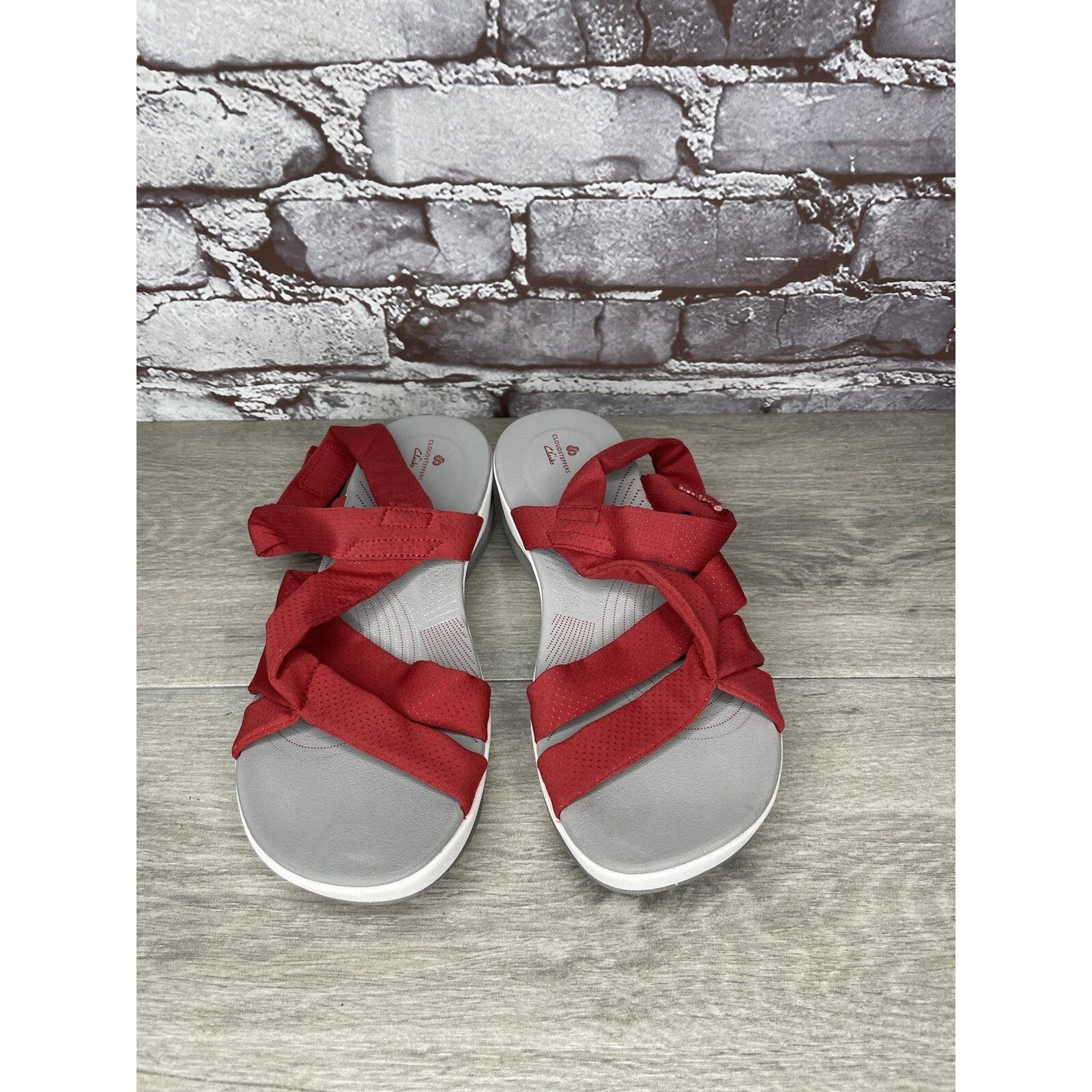 Clarks Clarks Cloud Steppers Red Fabric Strappy Wedge Comfort Sanda Size US 8 / IT 38 - 14 Thumbnail