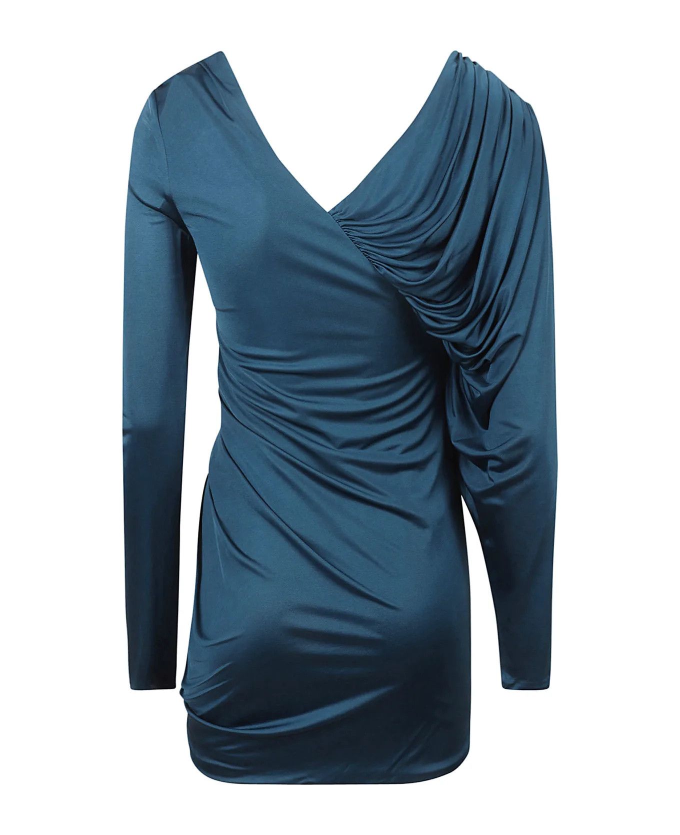 Saint Laurent Paris o1y0126 Mini Dress in Deep Teal Size S / US 4 / IT 40 - 2 Thumbnail