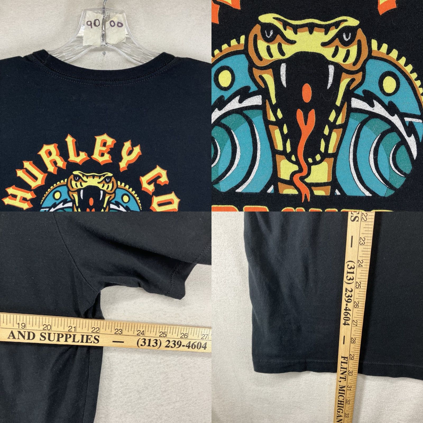 Hurley Hurley T-Shirt Mens Large Black Colorful Cobra Graphic Soft Cotton Skate Surf Retro Size US L / EU 52-54 / 3 - 8 Thumbnail
