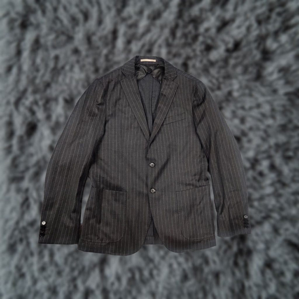 Paoloni Paoloni Quarantotto Reda Super 110s Wool Gray Striped Blazer Pants Suit Size 40R - 1 Thumbnail