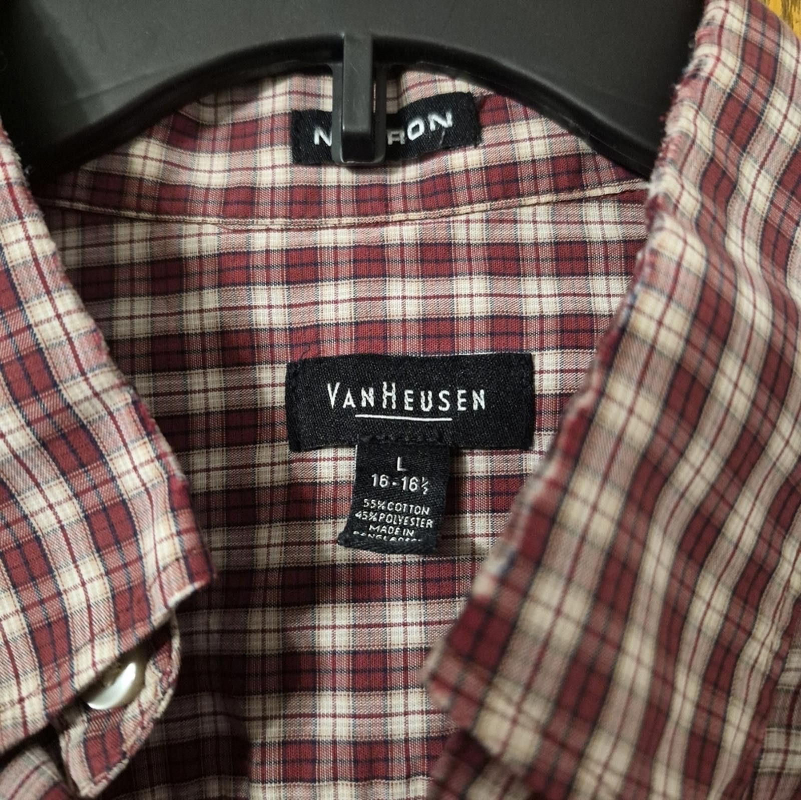 Van Heusen Van Heusen Burgundy Checkered Button Down Shirt Large Size US L / EU 52-54 / 3 - 3 Thumbnail