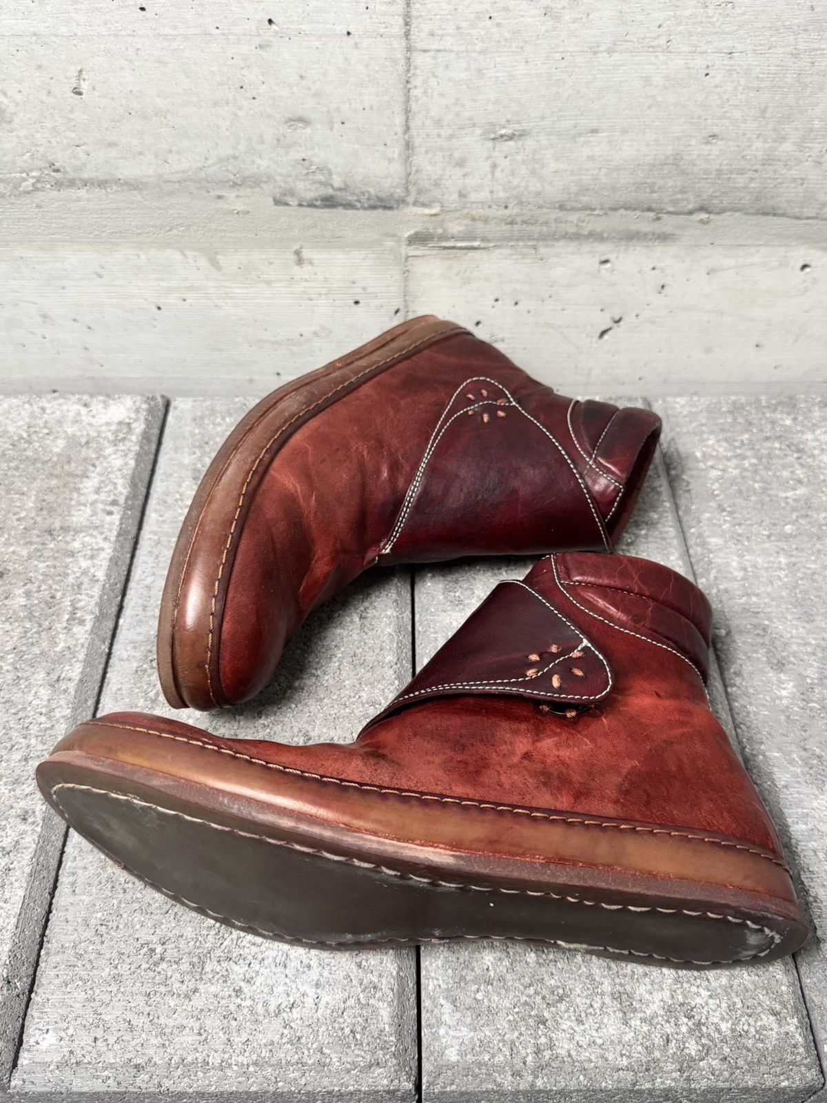 A1923 A Diciannoveventitre Burnt Red Leather Boots Size US 8.5 / EU 41-42 - 6 Thumbnail