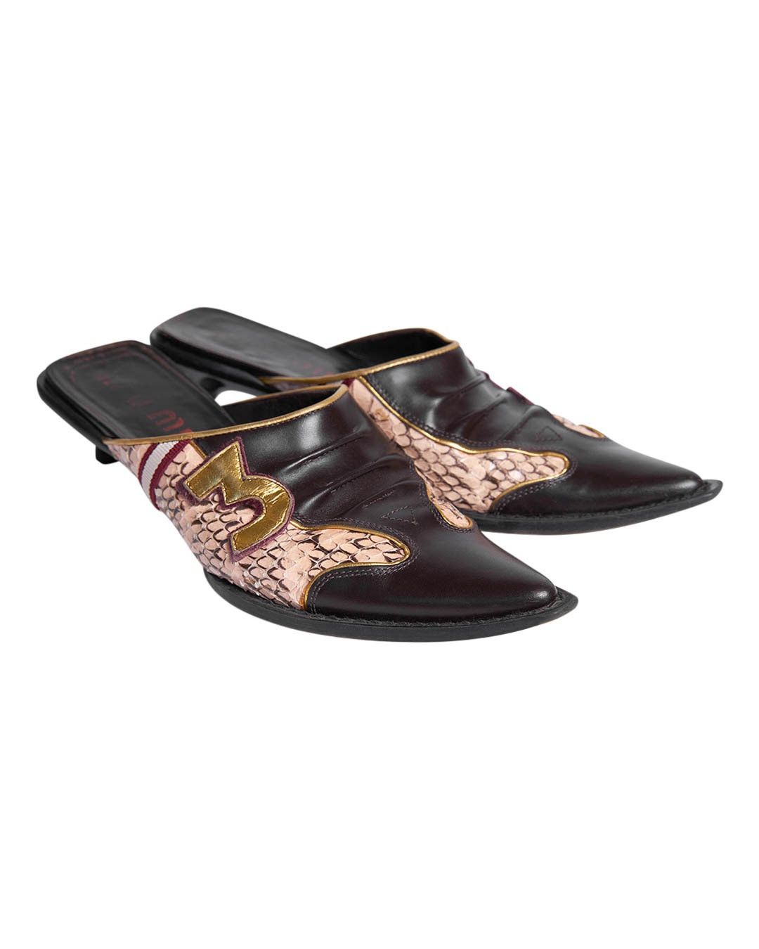 Miu Miu Miu Miu S/S2000 Number "3" Pointy Mules Size US 8 / IT 38 - 2 Thumbnail