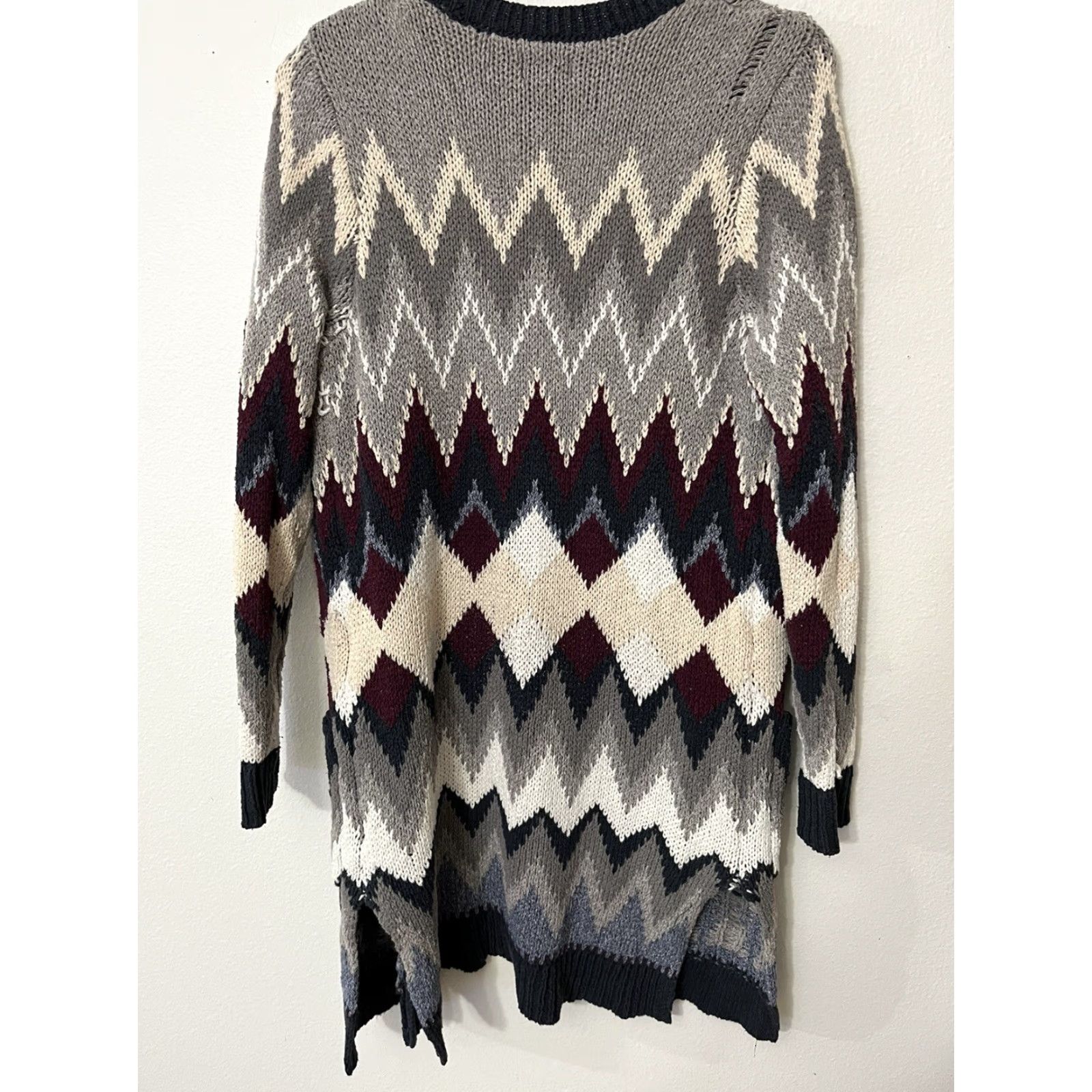 American Eagle Outfitters American Eagle Cardigan Sweater Women S Multicolor Gray Open Front Geometric Aztec Womens Size S / US 4 / IT 40 - 3 Thumbnail