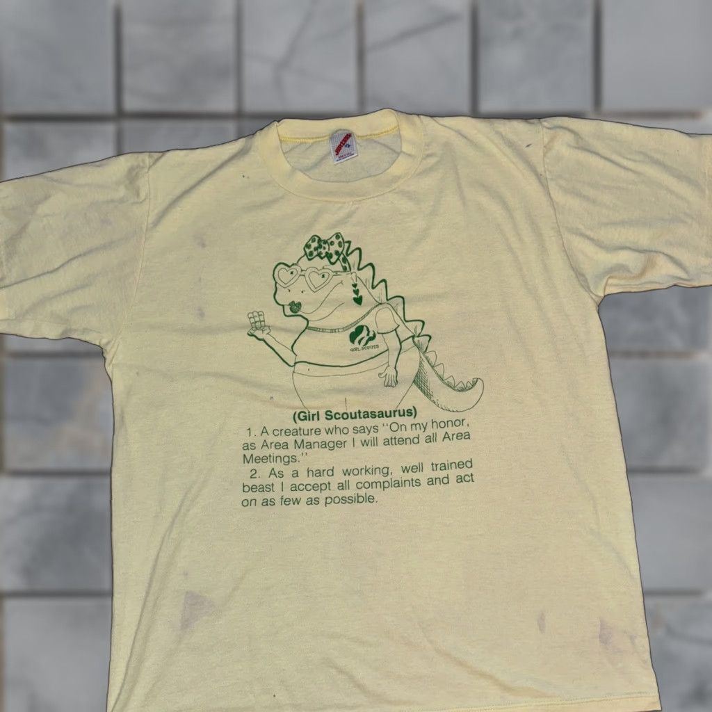 Vintage VINTAGE Made In USA Single Stitch Girl Scout T-Shirt XL Yellow Mens 22x26.5 Jerszees Size US XL / EU 56 / 4 - 1 Thumbnail