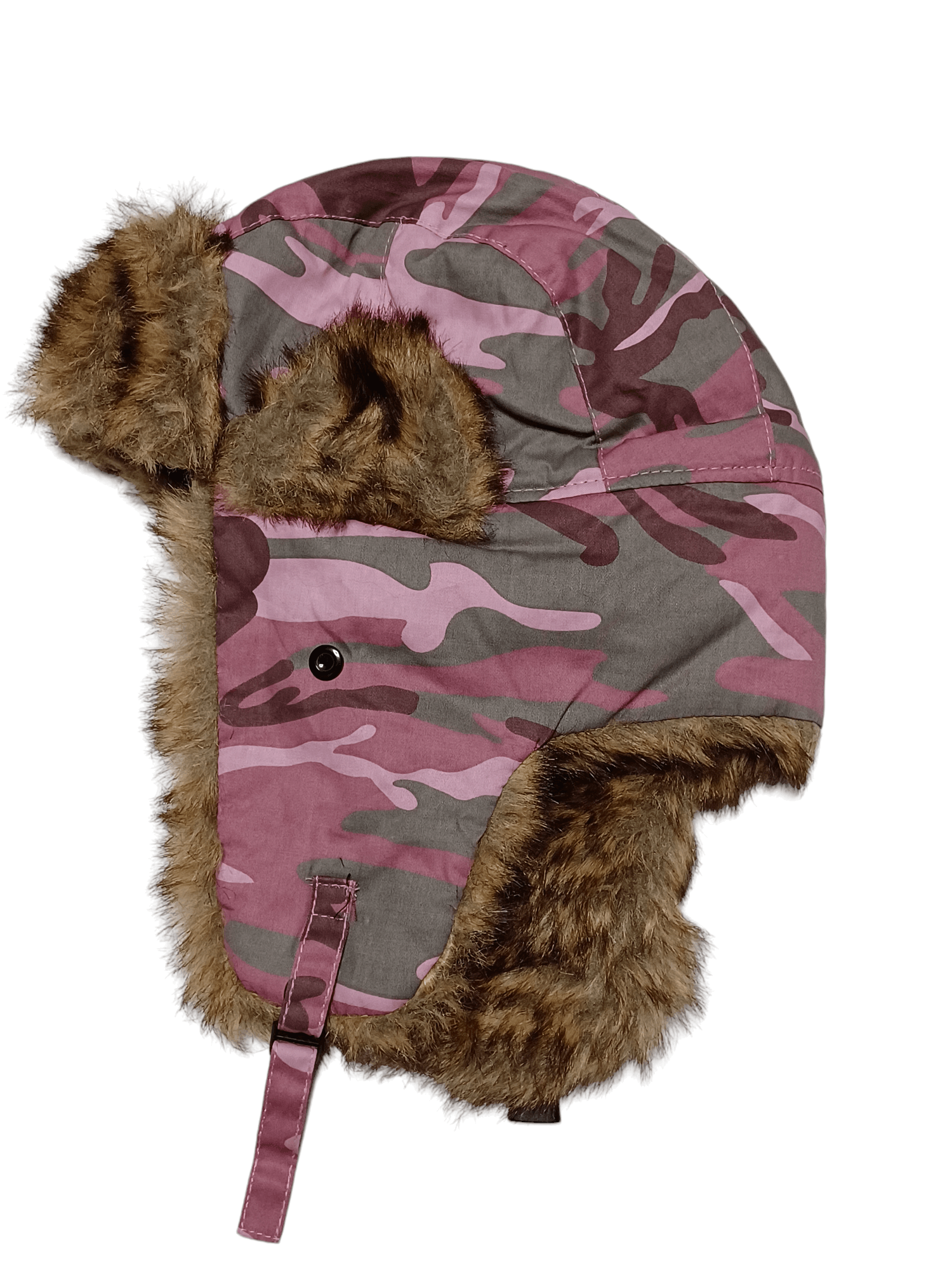 Japanese Brand Y2K pink camo Ushanka fur hat fuzzy vintage hype alt rare Size ONE SIZE - 2 Thumbnail