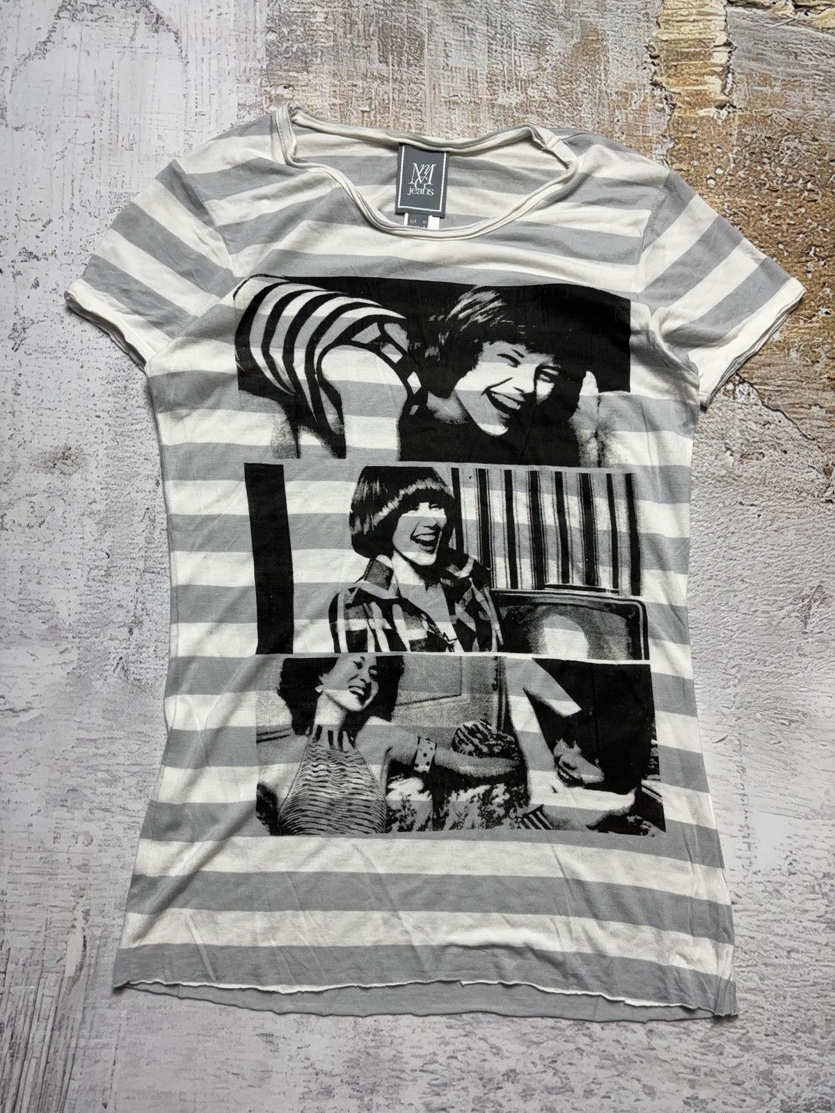 Japanese Brand × Vintage Striped printed vintage skinny t-shirt Size M / US 6-8 / IT 42-44 - 1 Thumbnail