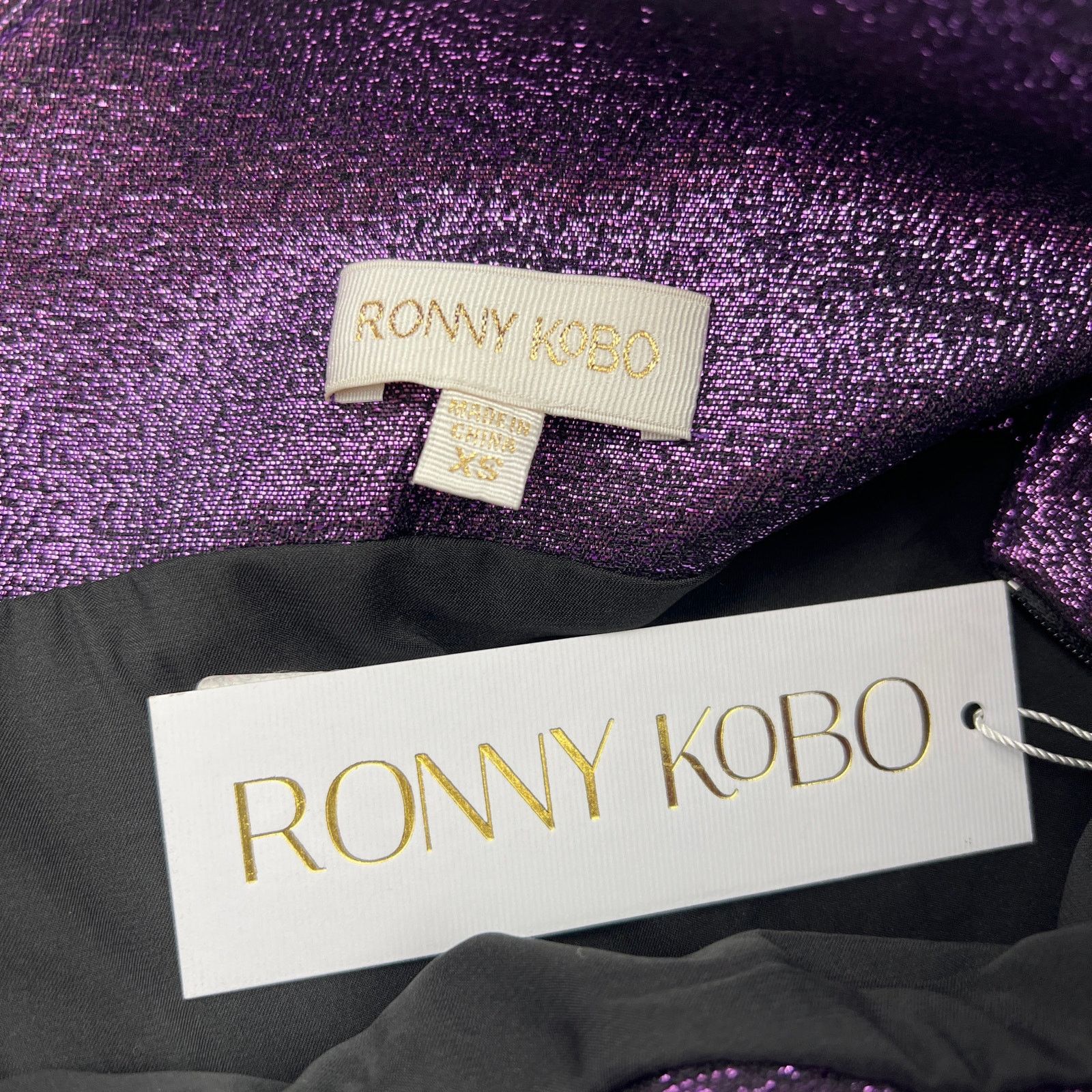 Ronny Kobo Ronny Kobo Brit Dress Purple Metallic Mini One Shoulder Size XS / US 0-2 / IT 36-38 - 4 Thumbnail
