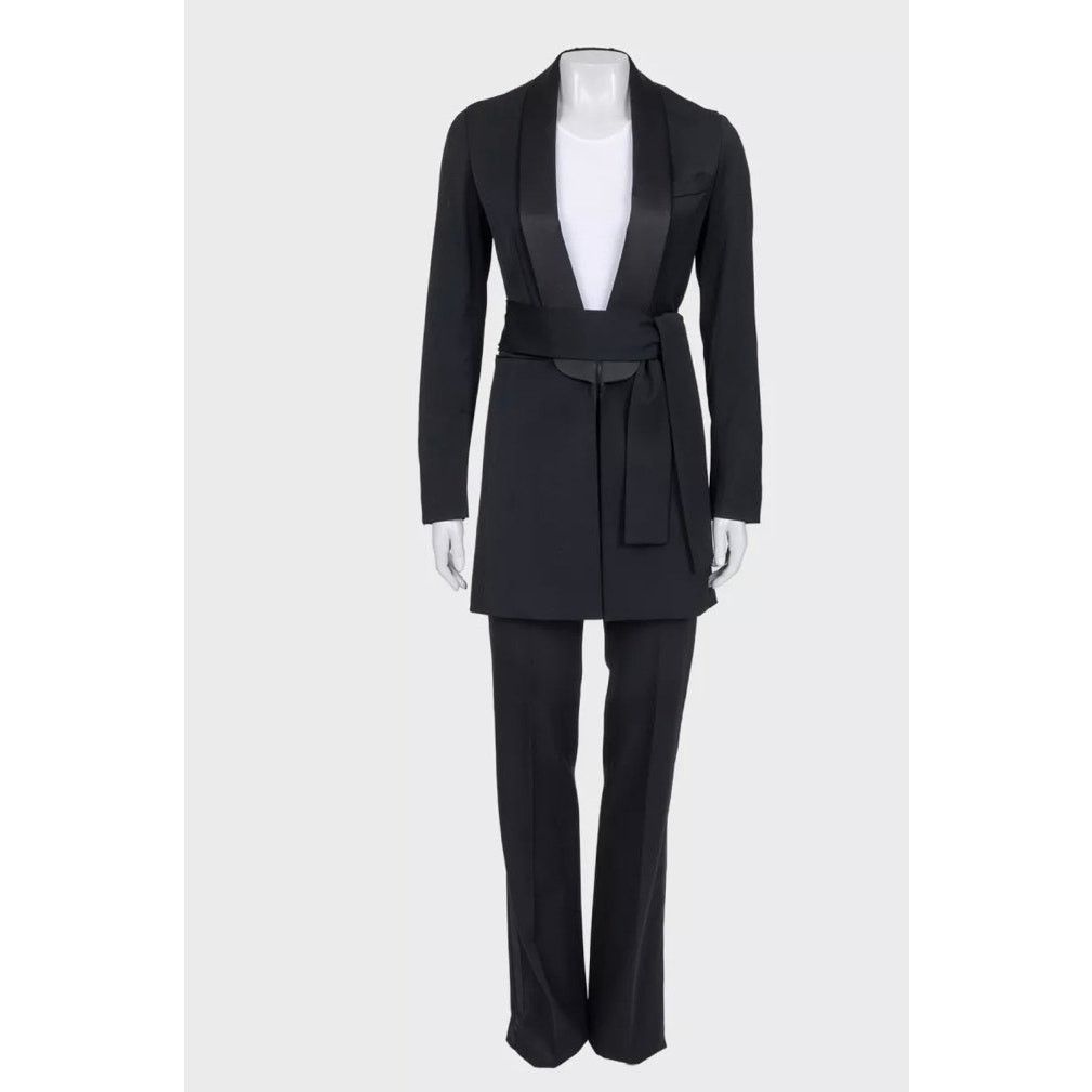 Saint Laurent Paris Saint Laurent Black Wool Suit with Long Jacket - EU36/S Size XS / US 0-2 / IT 36-38 - 1 Thumbnail