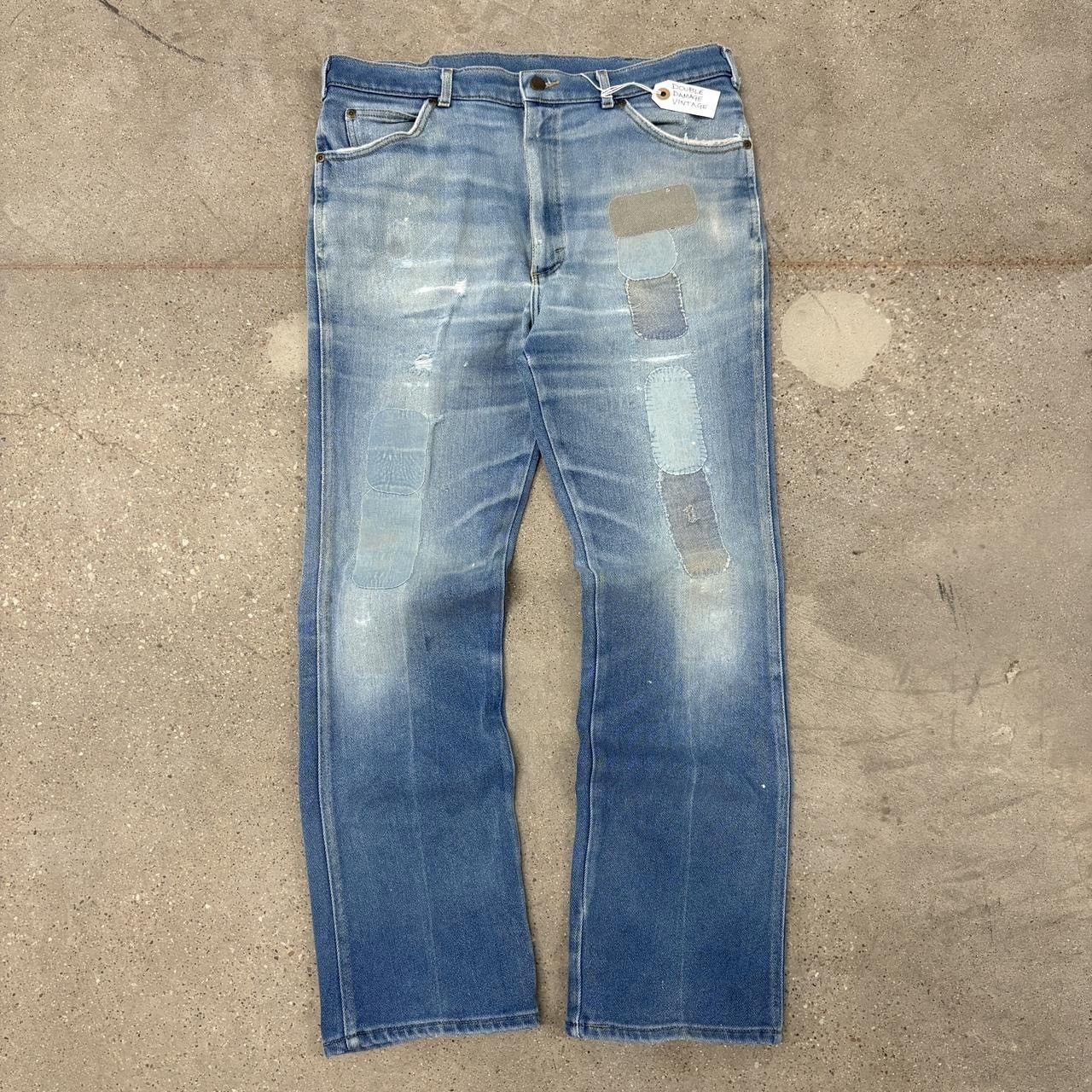 Lee Vintage Lee Riders Bootcut Faded Patchwork Denim Jeans Size US 36 / EU 52 - 1 Thumbnail