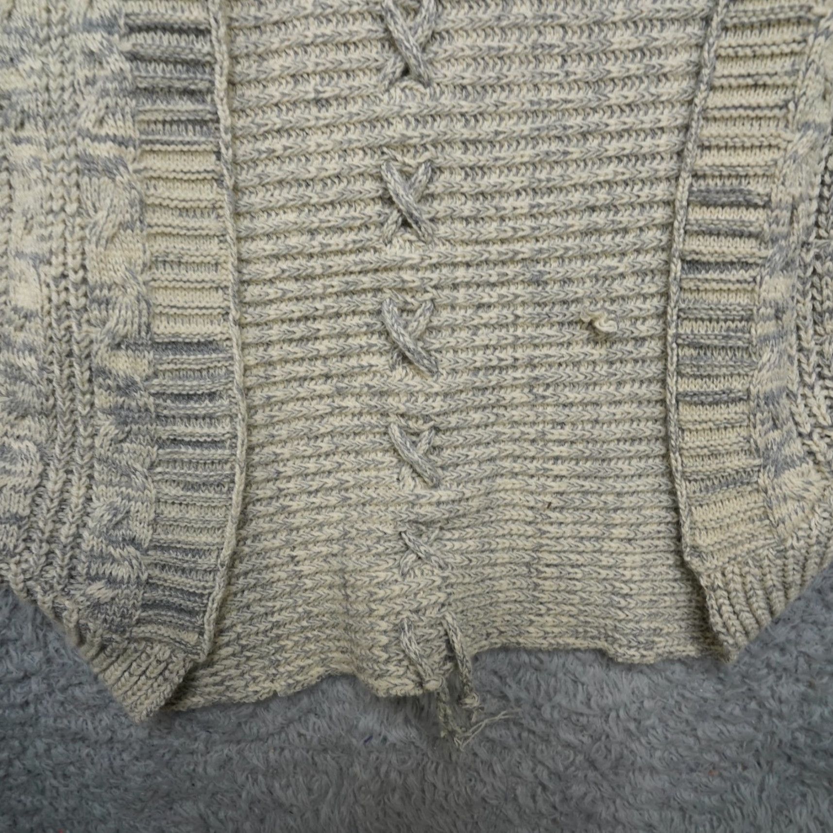 Vintage Lauriebells Sweater Cardigan Womens L Beige Knit Faux Fur Cable Open Slim Casual Autumn Winter 2020s Mens Girls Size L / US 10 / IT 46 - 3 Thumbnail