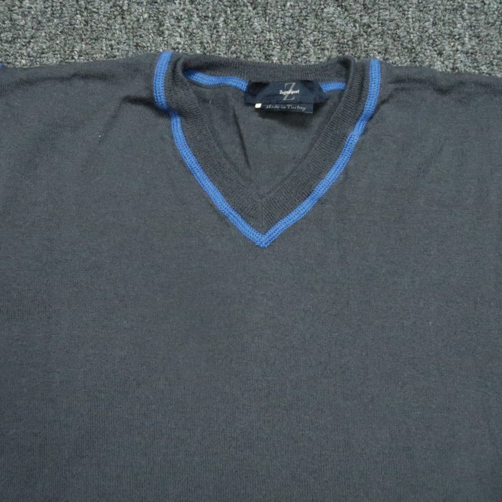 Ermenegildo Zegna Zegna Sport Sweater Mens M Gray Blue V Neck Pullover Jumper Size US M / EU 48-50 / 2 - 2 Thumbnail