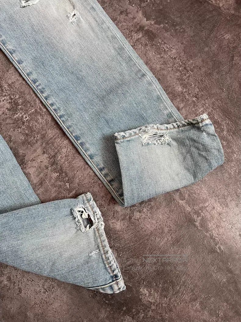Saint Laurent Paris Saint Laurent Paris Light Blue Destroyed Cut-off Denim Pan Size US 32 / EU 48 - 6 Thumbnail