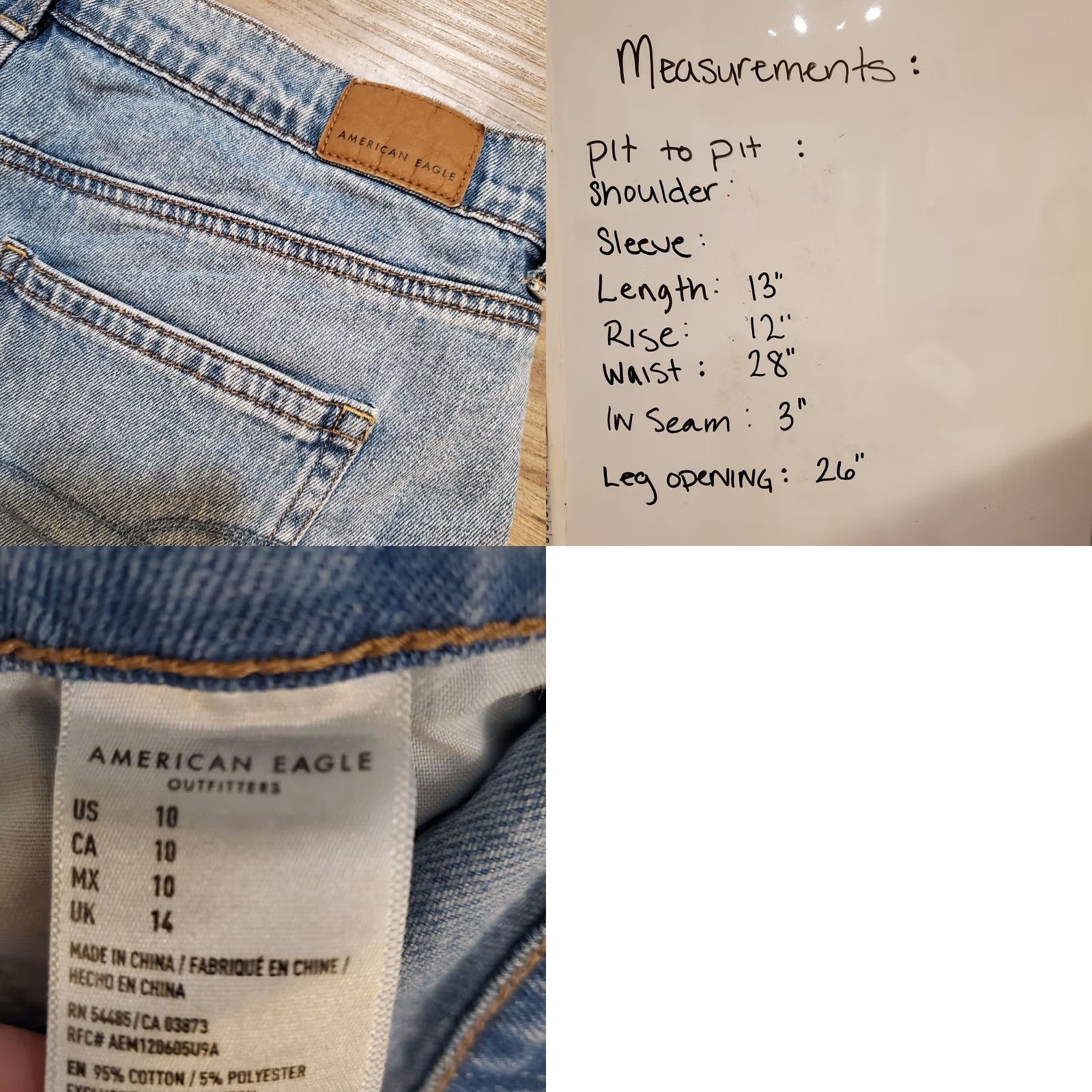 American Eagle Outfitters American Eagle Mom Shorts Womens 10 Blue Cotton Blend High Rise Casual 90s Summer Classic Bohemian Size 32" / US 10 / IT 46 - 8 Thumbnail