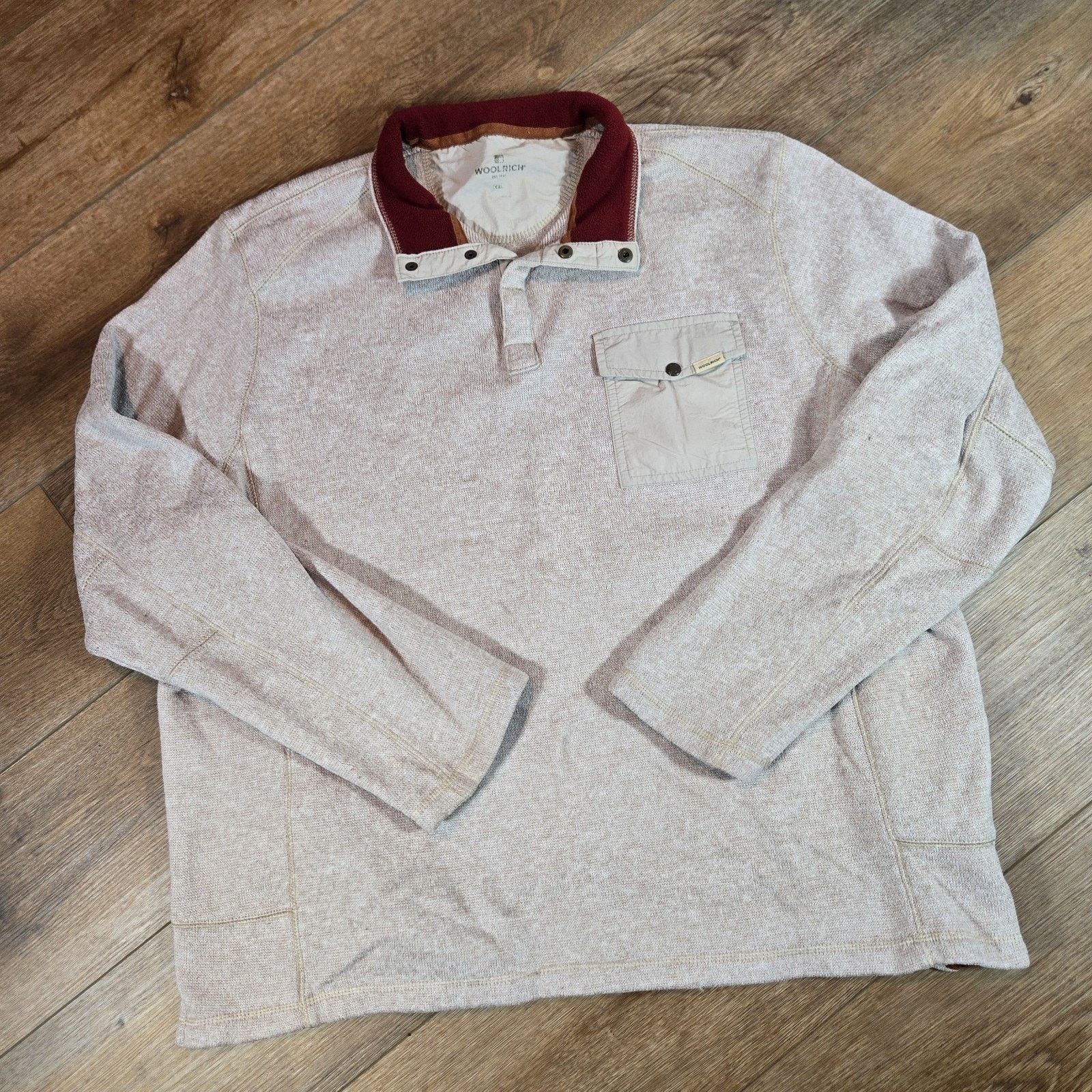Woolrich Woolen Mills Woolrich Fleece Henley Pullover XXL Beige 1/4 Snap Knit Size US XXL / EU 58 / 5 - 1 Thumbnail