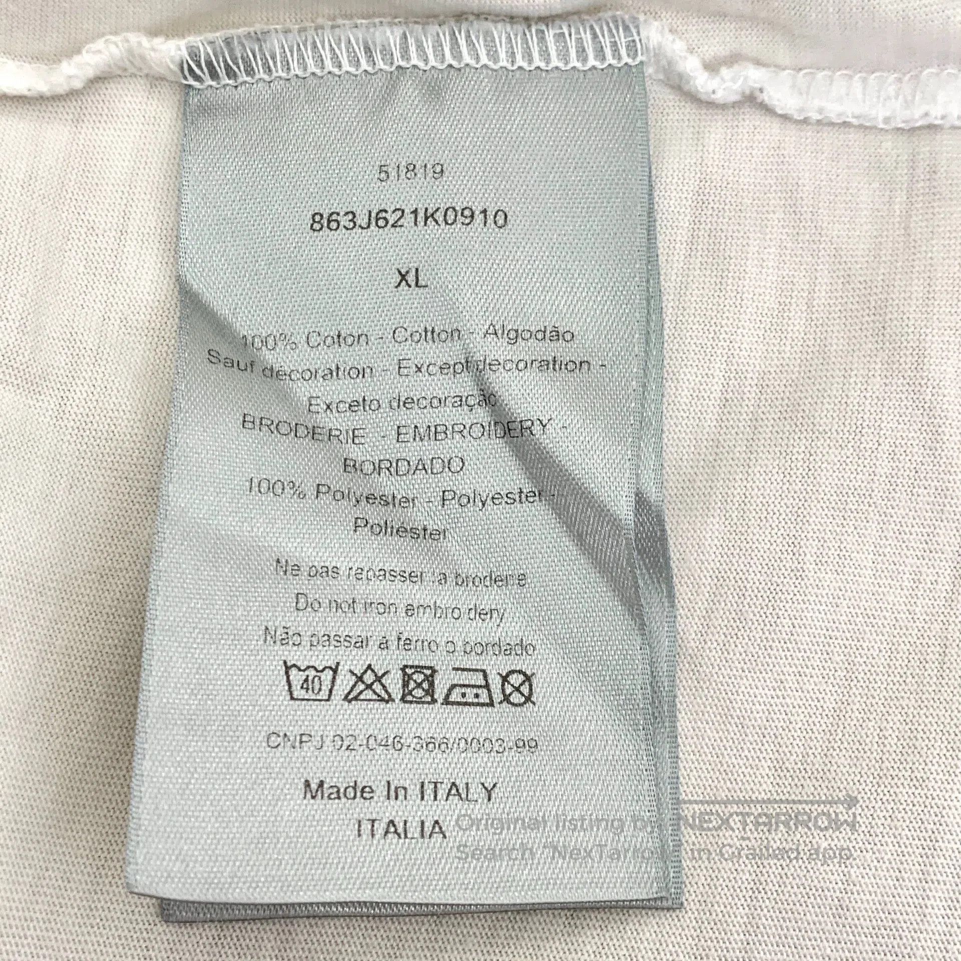 Dior white logo print embroidered t-shirt. Size US XL / EU 56 / 4 - 7 Thumbnail