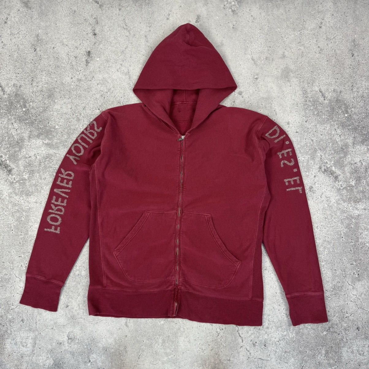 Diesel Vintage Diesel Y2K “Forever Yours” Avant Garde Zip Hoodie Size US XL / EU 56 / 4 - 2 Thumbnail