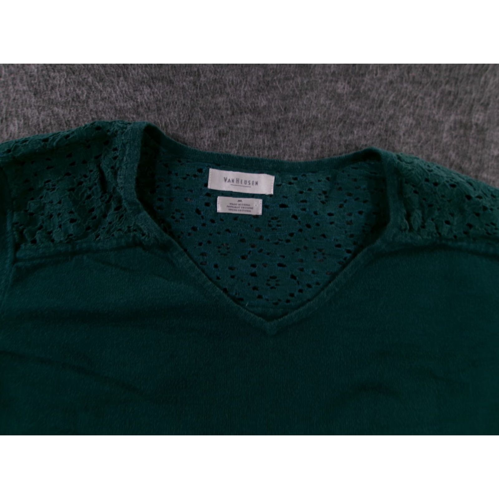 Van Heusen Van Heusen Sweater Women Medium Green Cozy Capsule Everyday Lace Trim Prep Size M / US 6-8 / IT 42-44 - 2 Thumbnail