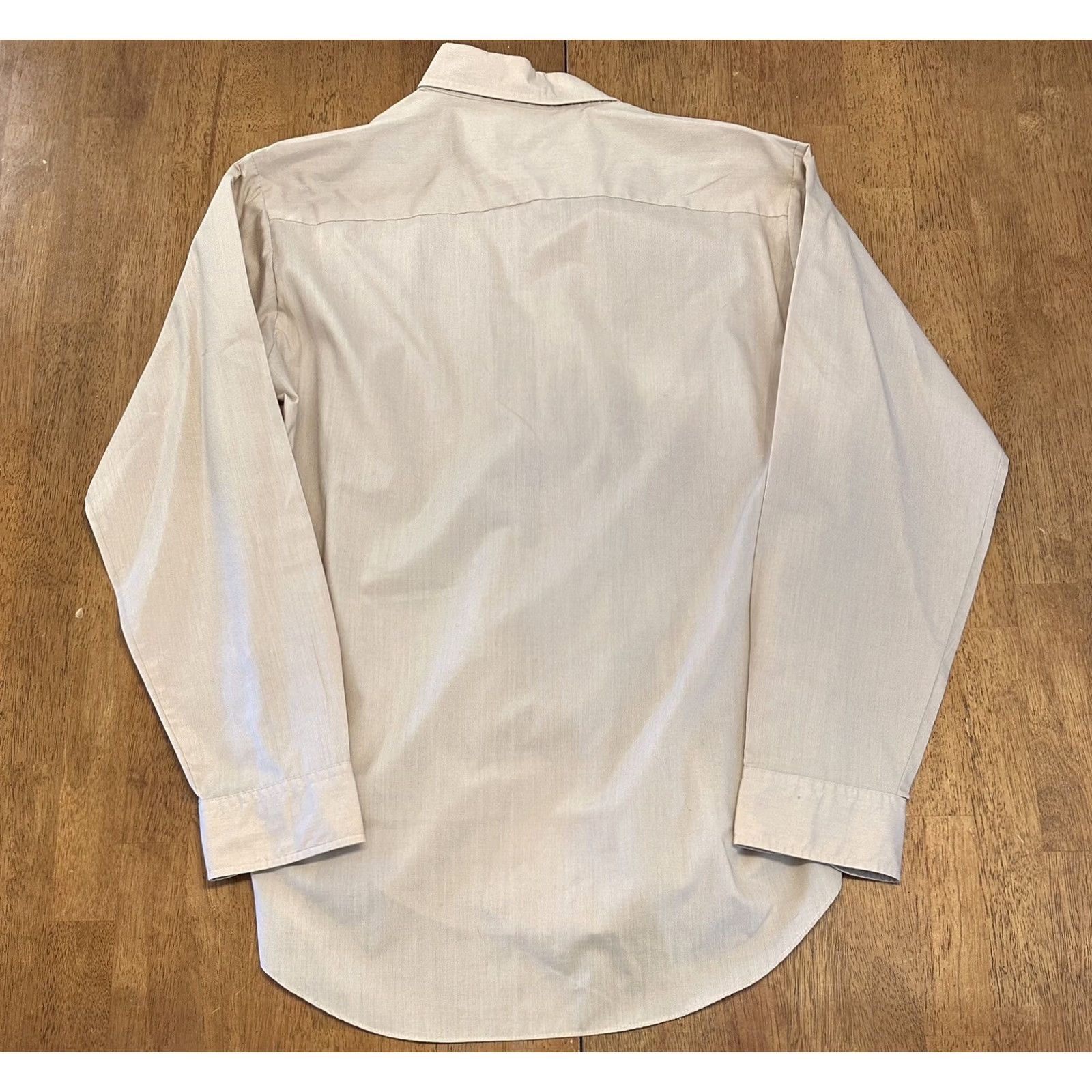 Vintage VINTAGE Princeton Hall Button-Front Dress Shirt Large L Tan Yellow 1990s Sportswear/Beach Mens Size 42R - 2 Thumbnail