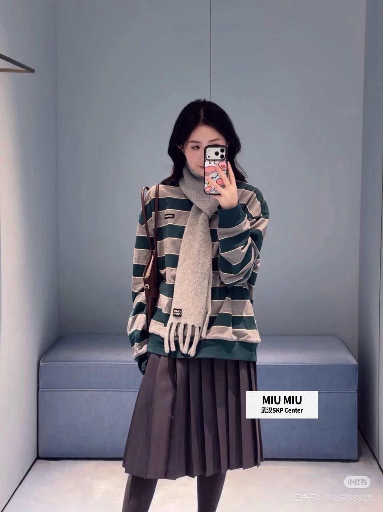Miu Miu MIU MIU 25 Gray Check Layered Pleated Long Skirt Size XS / US 0-2 / IT 36-38 - 6 Thumbnail