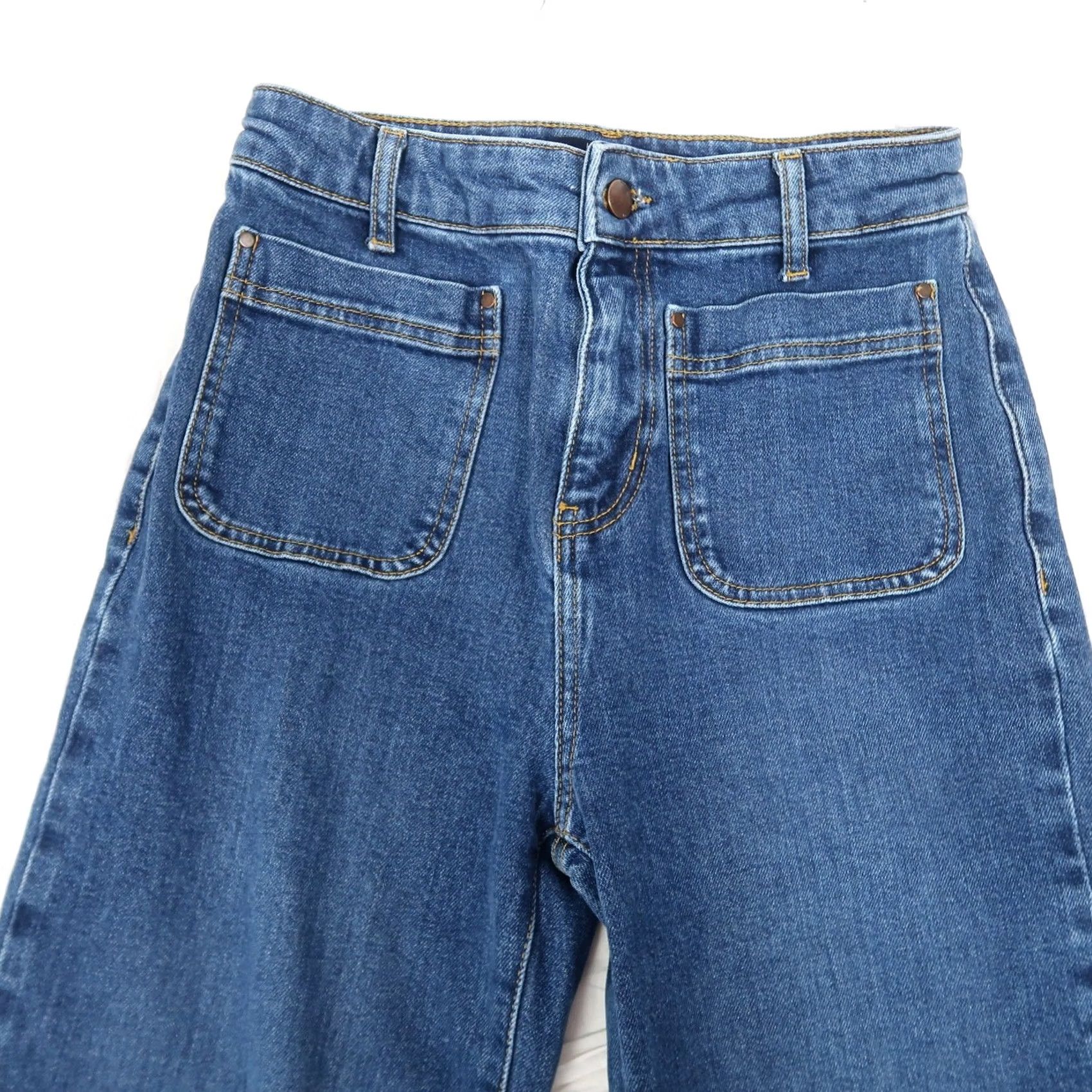 Boden Boden Jeans Patch Pocket Wide Leg Medium Wash Blue Denim 2 Women Regular Waist 26 Inseam 24 Bohemian Style Size 26" / US 2 / IT 38 - 2 Thumbnail