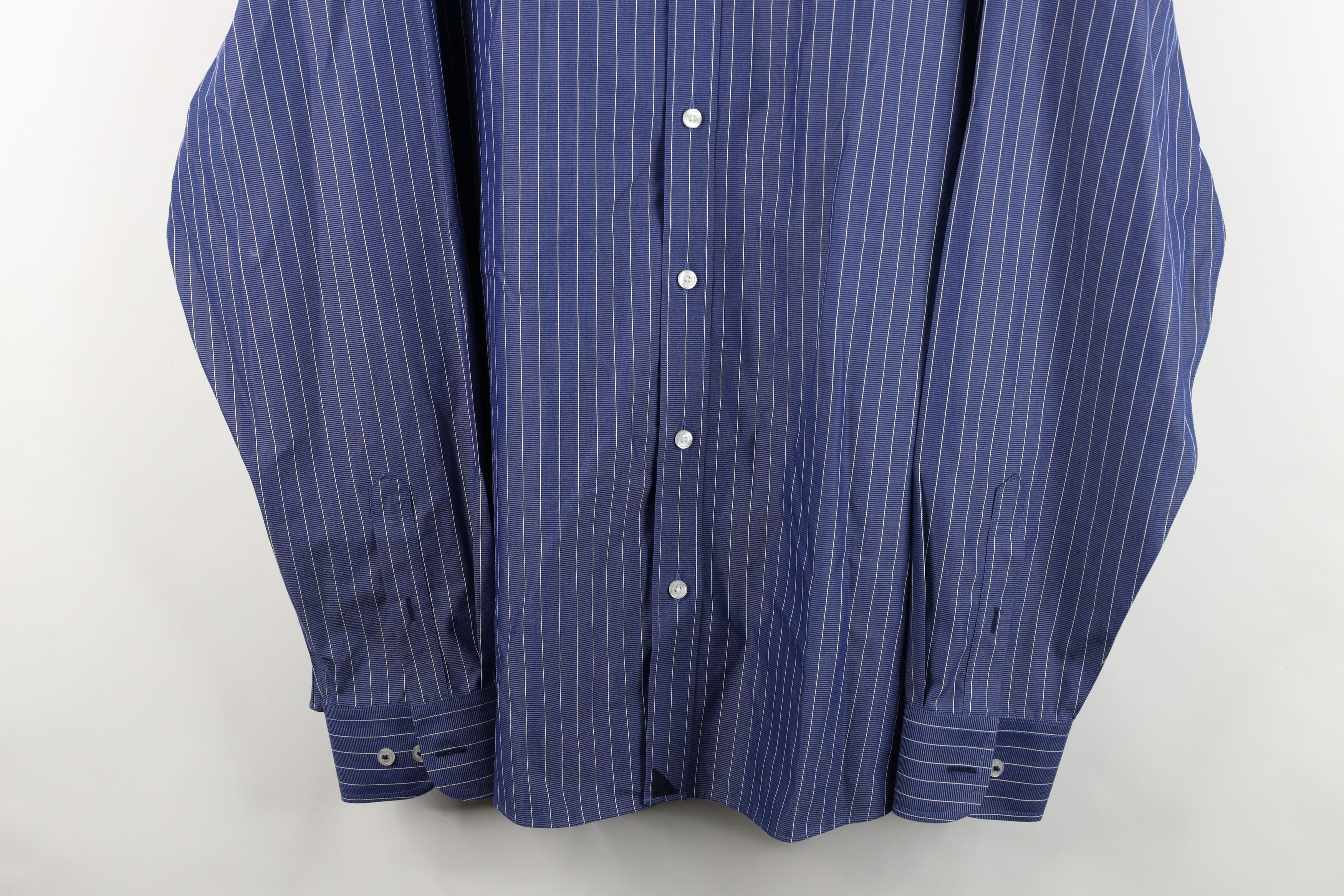 UNTUCKit Untuckit Pinstriped Collared Button Dress Shirt Blue Size US XXL / EU 58 / 5 - 3 Thumbnail