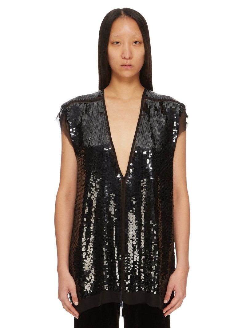 Rick Owens o1y0126 Silk T-Shirt in Black Size S / US 4 / IT 40 - 1 Thumbnail