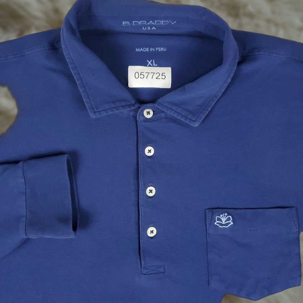Vintage B Draddy Polo Shirt Mens XL Blue Golf Casual Long Sleeve Shirt Size US XL / EU 56 / 4 - 1 Thumbnail