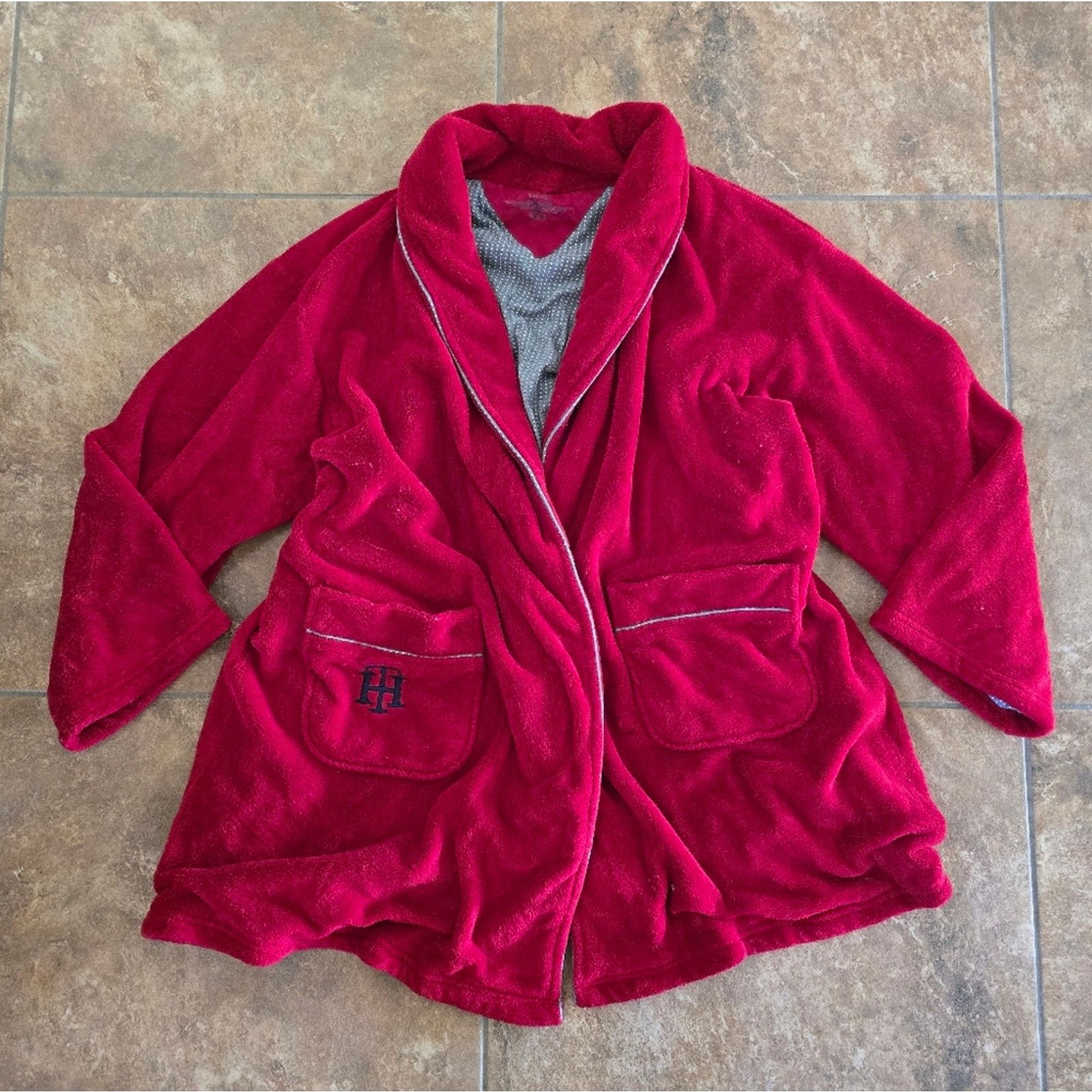 Tommy Hilfiger Red Plush | TOMMY HILFIGER | Long Sleeve Robe Size US M / EU 48-50 / 2 - 1 Thumbnail