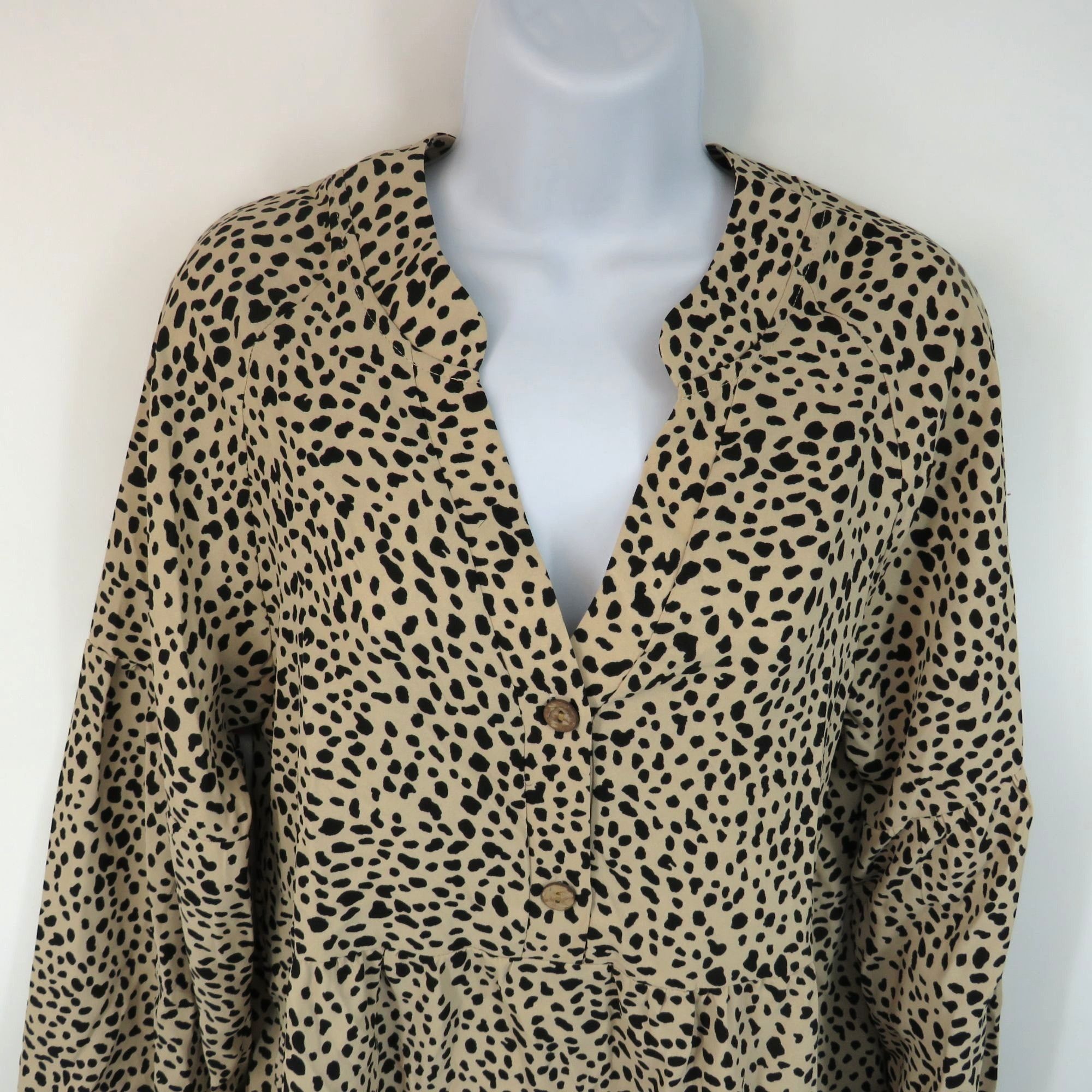 Other Women's Leopard Print Long Sleeve Tunic Dress Buttons Small Size S / US 4 / IT 40 - 2 Thumbnail