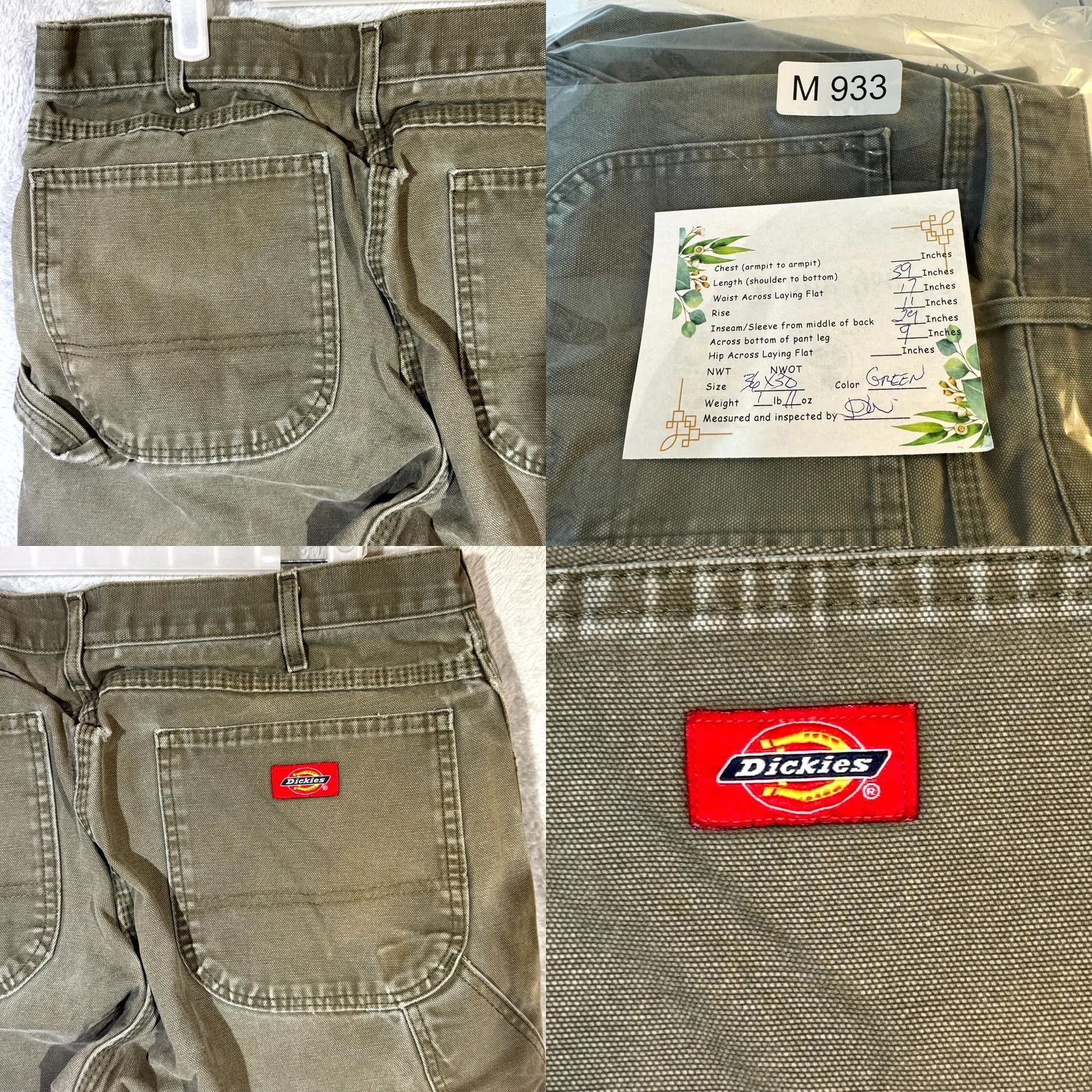 Dickies Dickies Carpenter Jeans Men’s 36 x 30 Green Denim Distressed Workwear Straight Leg Size US 36 / EU 52 - 8 Thumbnail