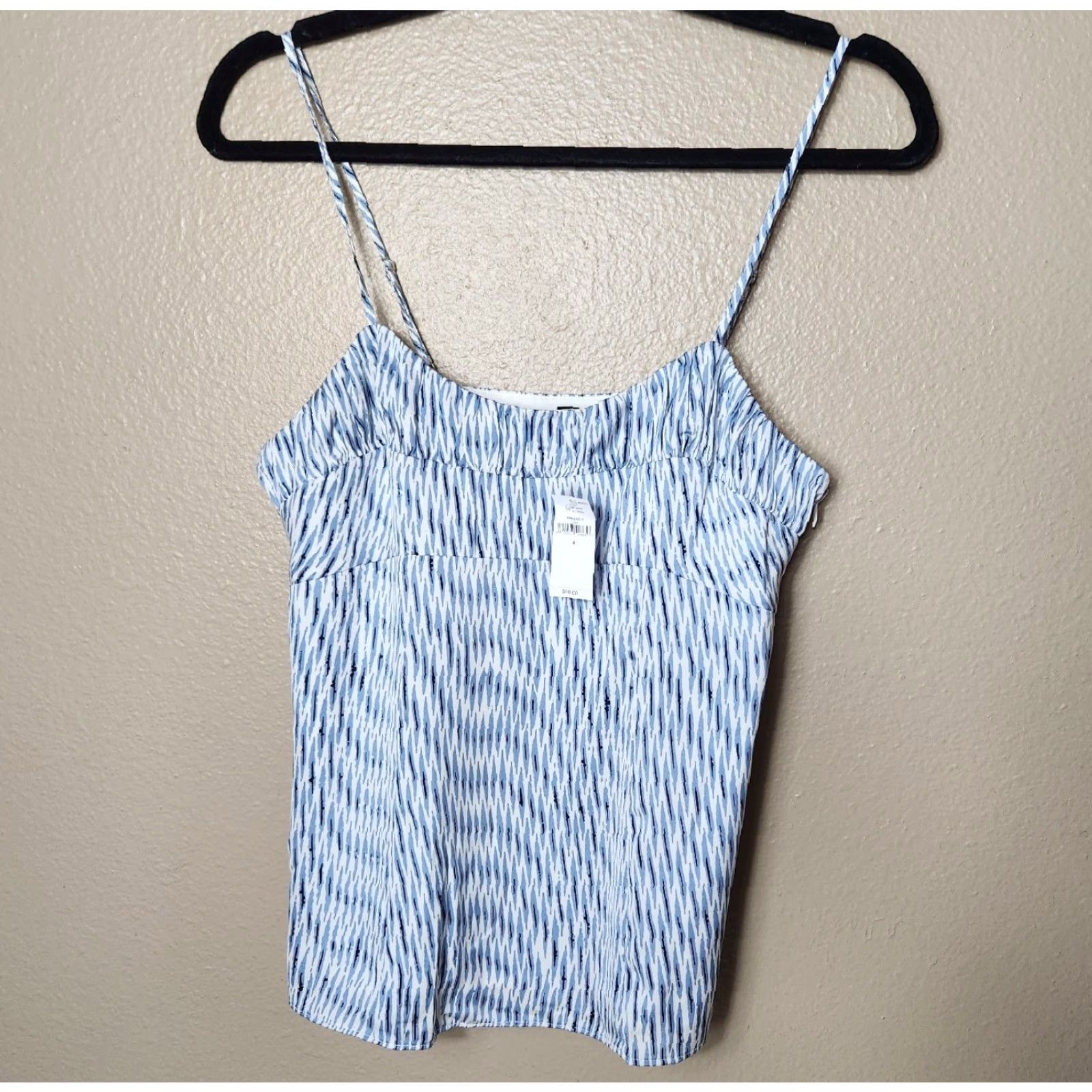 Banana Republic BANANA REPUBLIC Camisole Tank Shirt Women 4 White Black Blue Abstract Shirred NWT Adjustable Straps Lined' Size S / US 4 / IT 40 - 2 Thumbnail