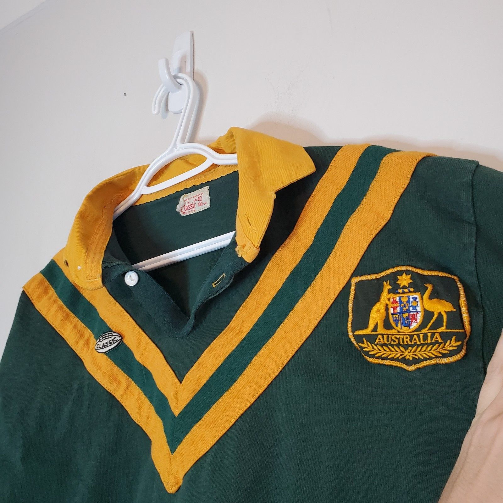 Vintage Vintage 80s Australia Kangaroos Rugby Jersey Green Size M Size US M / EU 48-50 / 2 - 3 Thumbnail