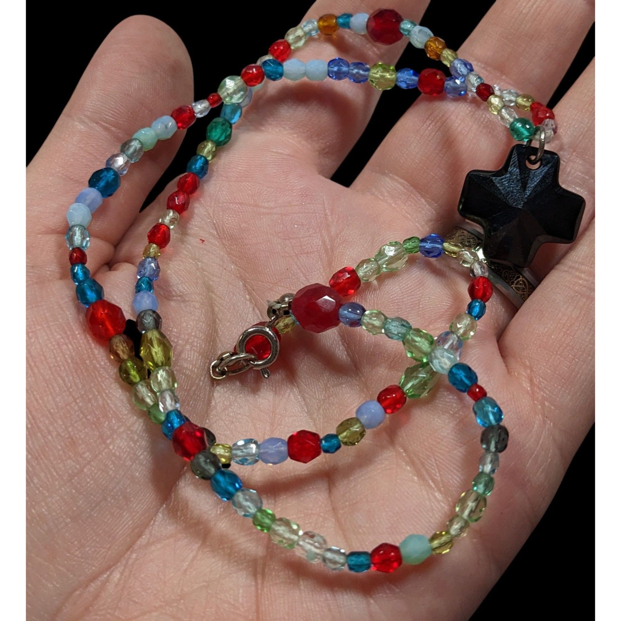 Handmade Handmade Rainbow Glass Beaded Cross Necklace Size ONE SIZE - 5 Thumbnail