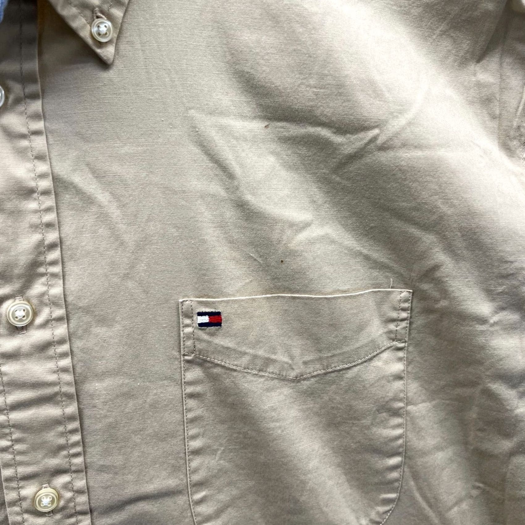 Tommy Hilfiger VINTAGE Tommy Hilfiger Shirt Mens XL Tan Casual Button Up Pocket Outdoors Camp Shirt Size US XL / EU 56 / 4 - 5 Thumbnail