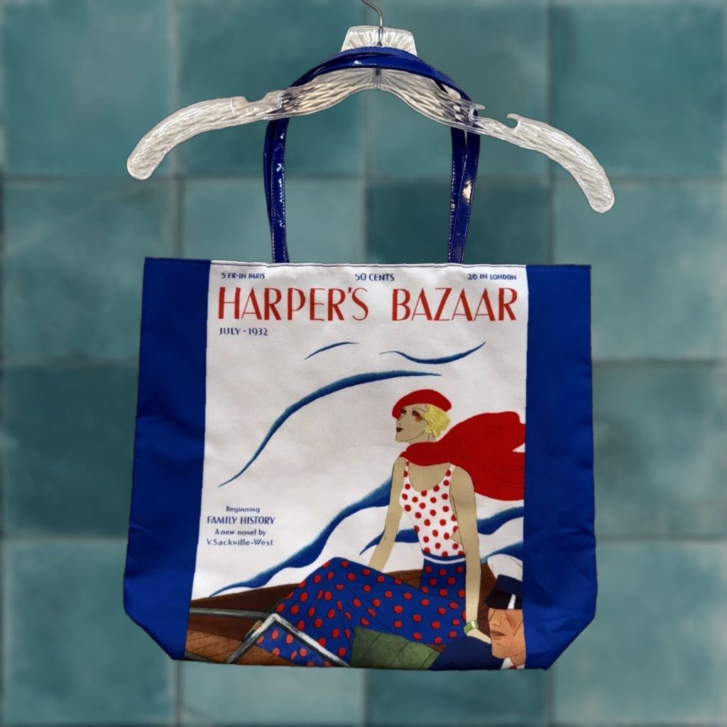 Vintage Estee Lauder Tote Bag Blue Harper's Bazaar July 1932 Graphic Print Parisian Tote Unisex Adults Blue Graphic Print 1932 Mens Womens Size ONE SIZE - 1 Thumbnail