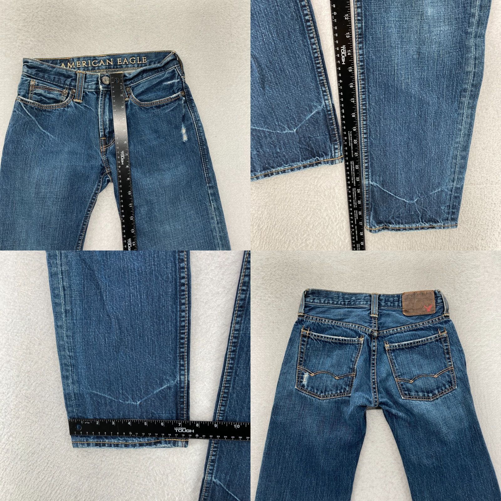 American Eagle Outfitters American Eagle Outfitters Jeans Mens 26x28 Straight Leg Dark Wash Blue Denim Distressed Regular Rise Low 8-10in 5-Pocket Denim Size US 26 / EU 42 - 8 Thumbnail