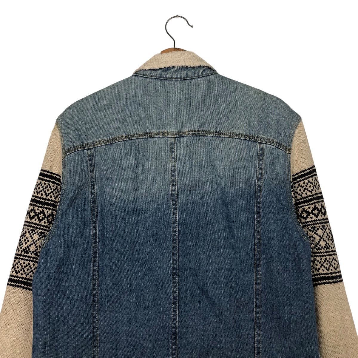 Japanese Brand 📌Denim Trucker Biker Jacket Bershka Knit Hand Issey Miyake Size US L / EU 52-54 / 3 - 10 Thumbnail