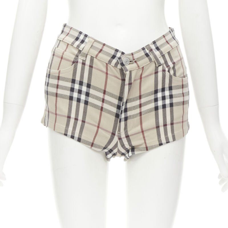 BURBERRY London House Check signature check beige mini shorts UK6 XS Shorts