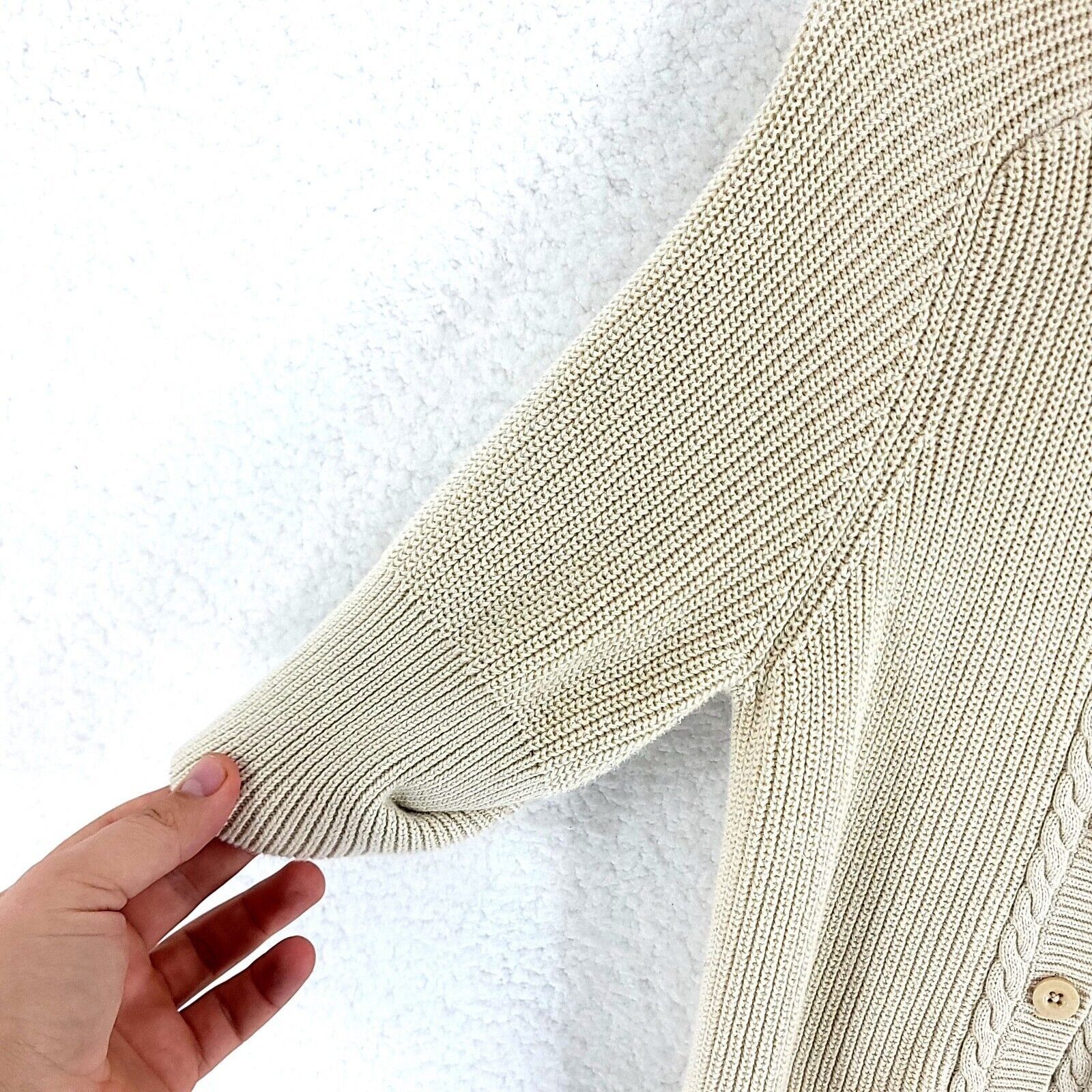 Liz Claiborne Liz Claiborne Tan Cable Knit Sweater Medium 8/10 Cotton Butt Size M / US 6-8 / IT 42-44 - 4 Thumbnail
