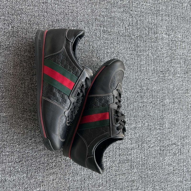 Gucci Gucci Low-Top Black Leather Casual Sneakers -2508 Size US 6.5 / EU 39-40 - 6 Thumbnail