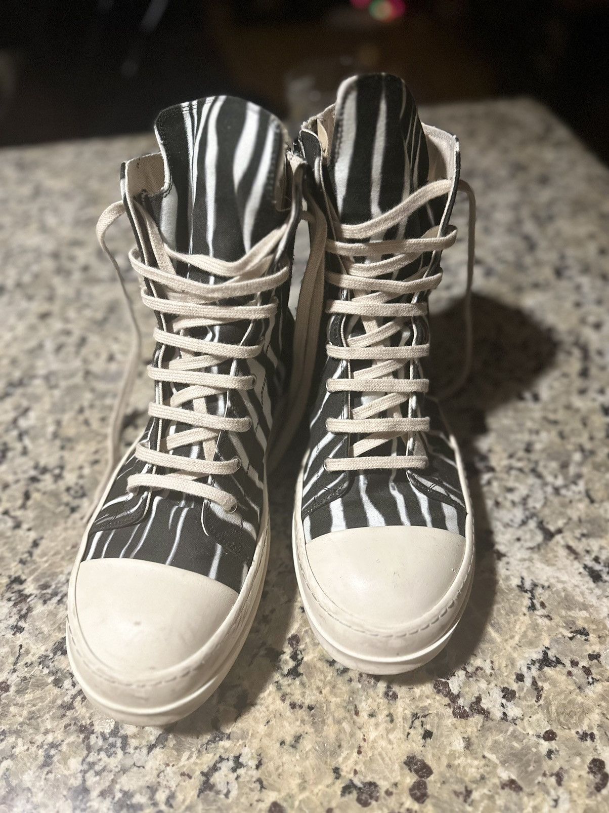 image of Rick Owens Drkshdw Zebra Ramones Shoes in Black White, Men's (Size 9)
