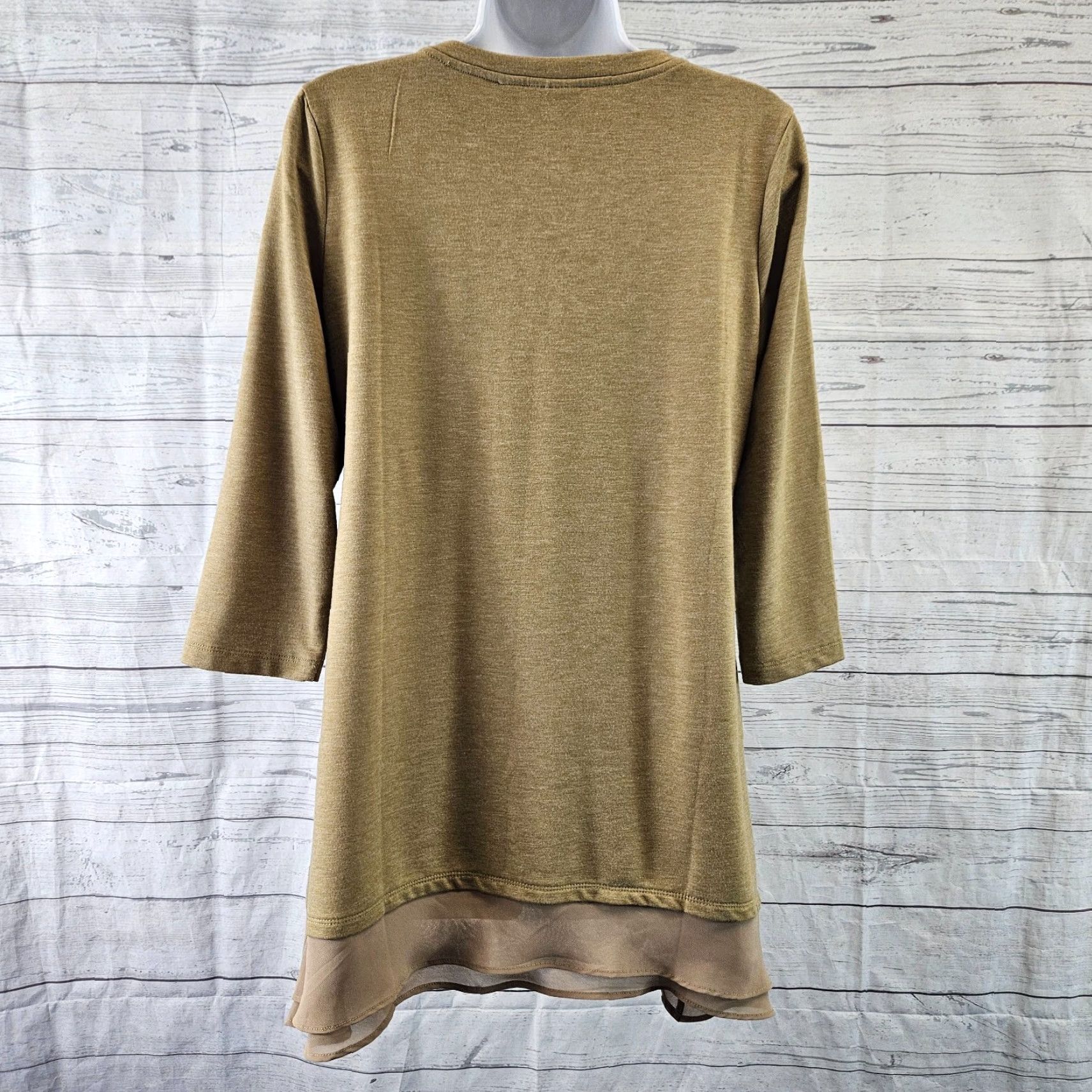 Vintage LOGO Lounge Womens Blouse Shirt V-Neck 3/4 Sleeve Pockets Sz S Green Lounge Top Size S / US 4 / IT 40 - 4 Thumbnail
