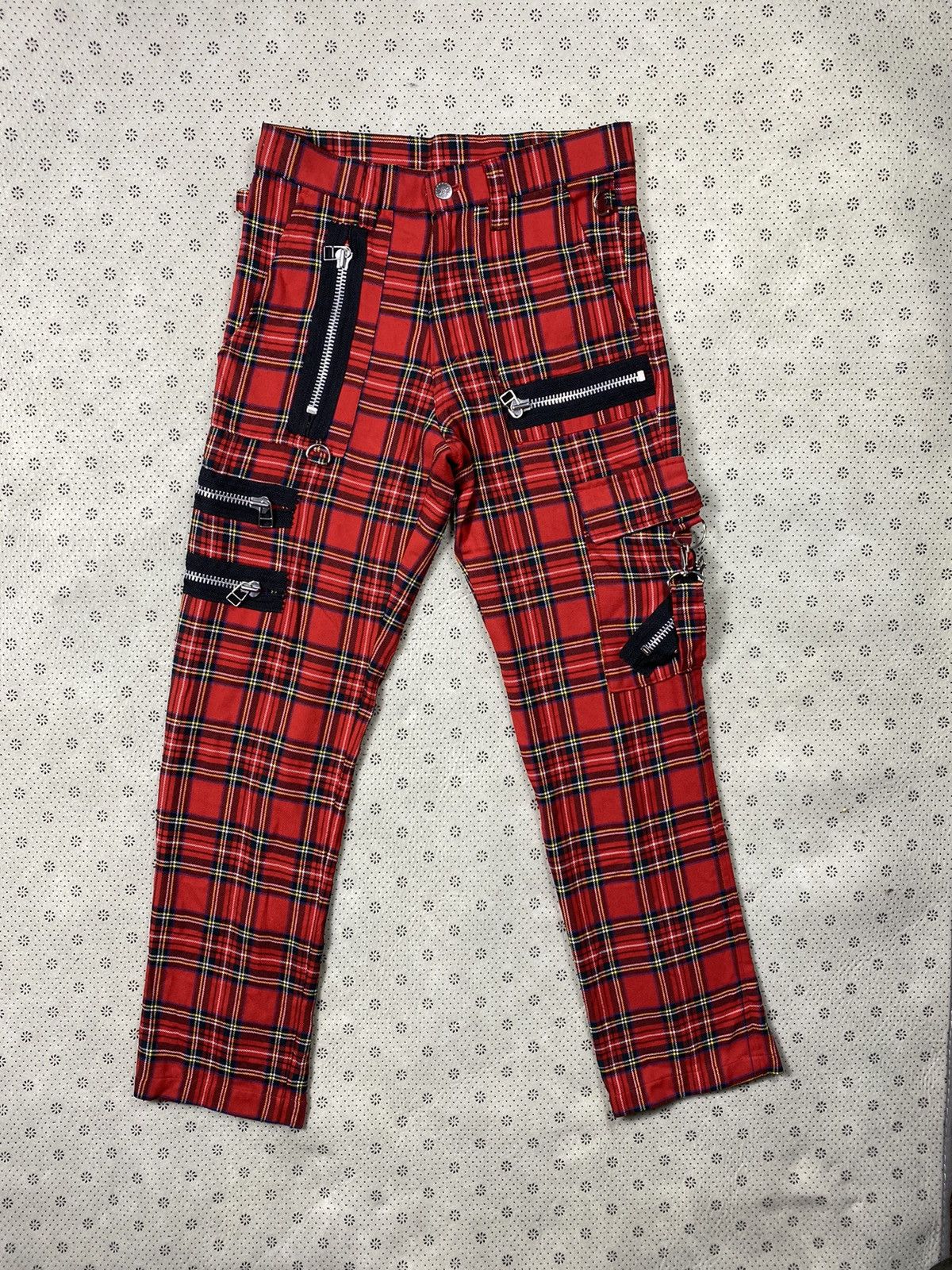 image of Hysteric Glamour x Ppfm Punk Red Tartan Bondage Pant, Men's (Size 28)