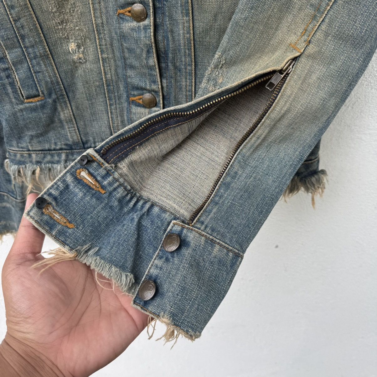 Le Grande Bleu (L.G.B.) Vintage Disteress LGB Le Grande Blue Punk Denim Jacket Size XS / US 0-2 / IT 36-38 - 8 Thumbnail